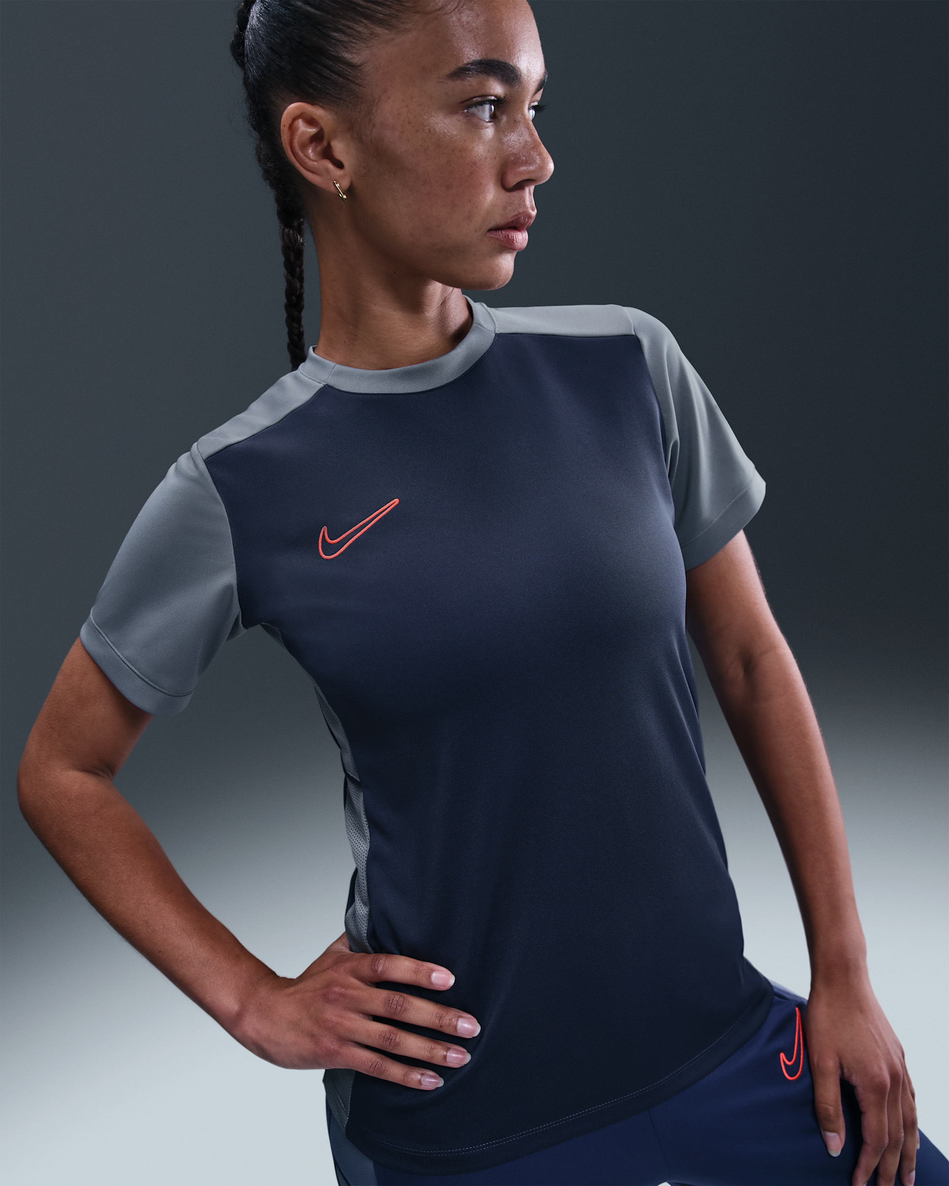 Nike Academy Women's Dri-FIT Football Top - Thunder Blue/Cool Grey/Bright Crimson