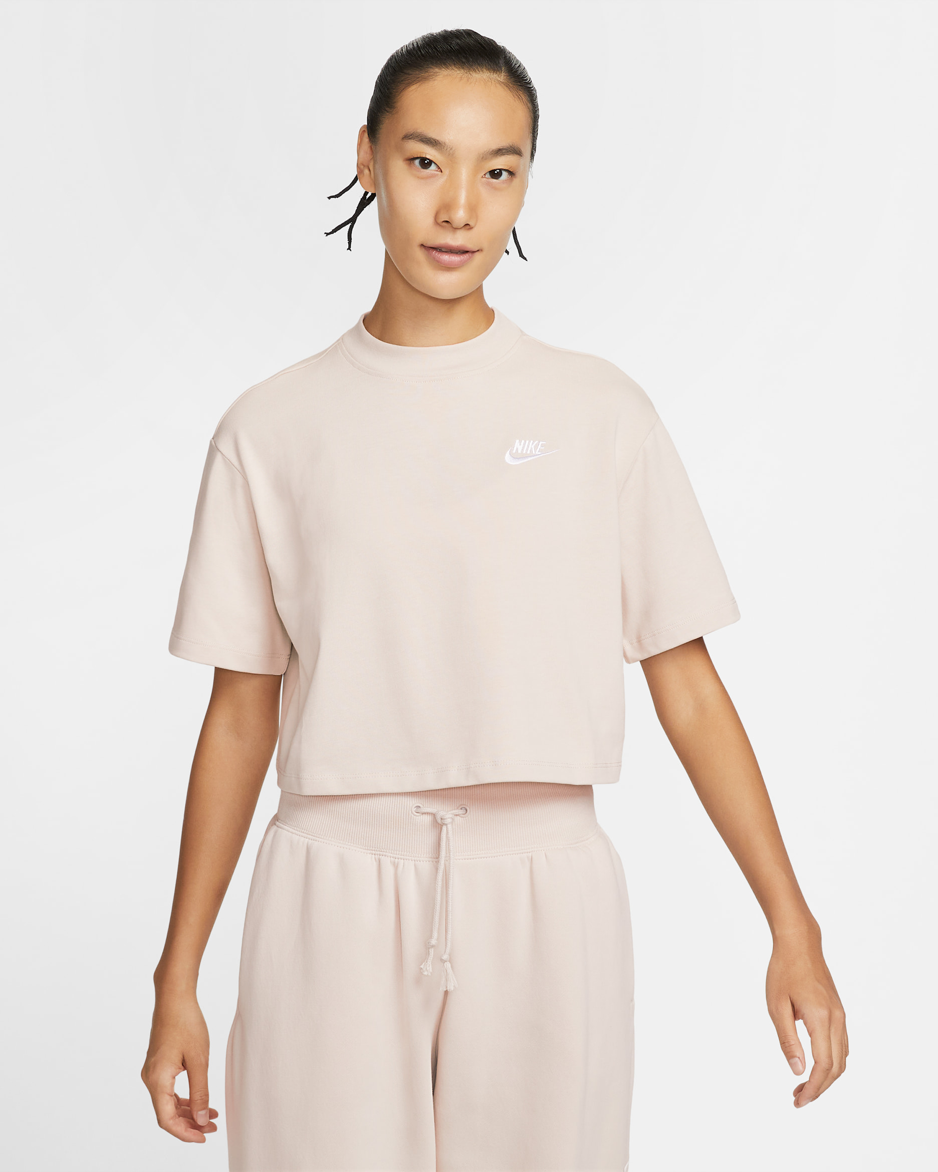 Nike Sportswear Women's Short-Sleeve Jersey Top - Light Orewood Brown/White