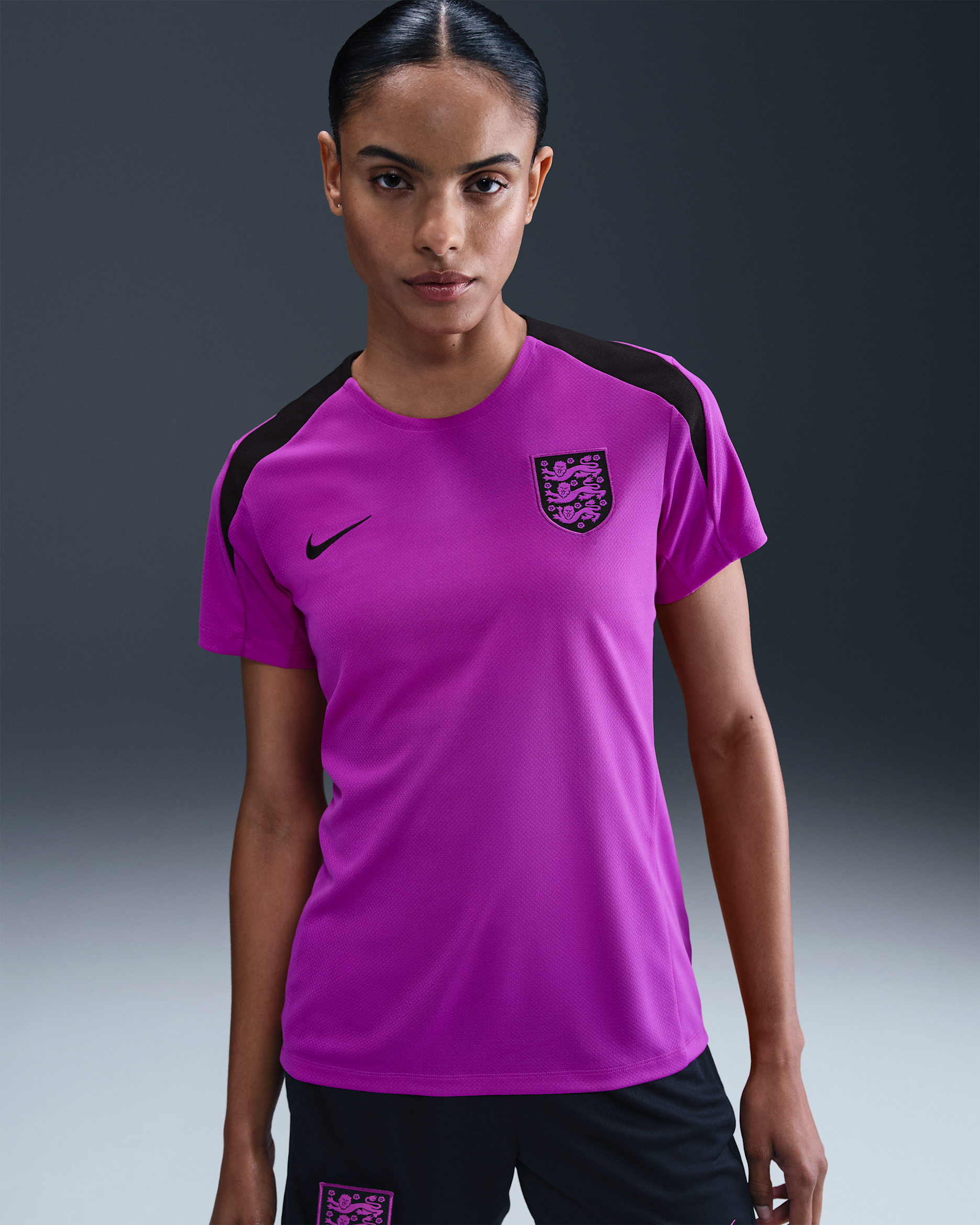 England Strike Women's Nike Dri-FIT Football Short-Sleeve Top - Vivid Purple/Black/Black