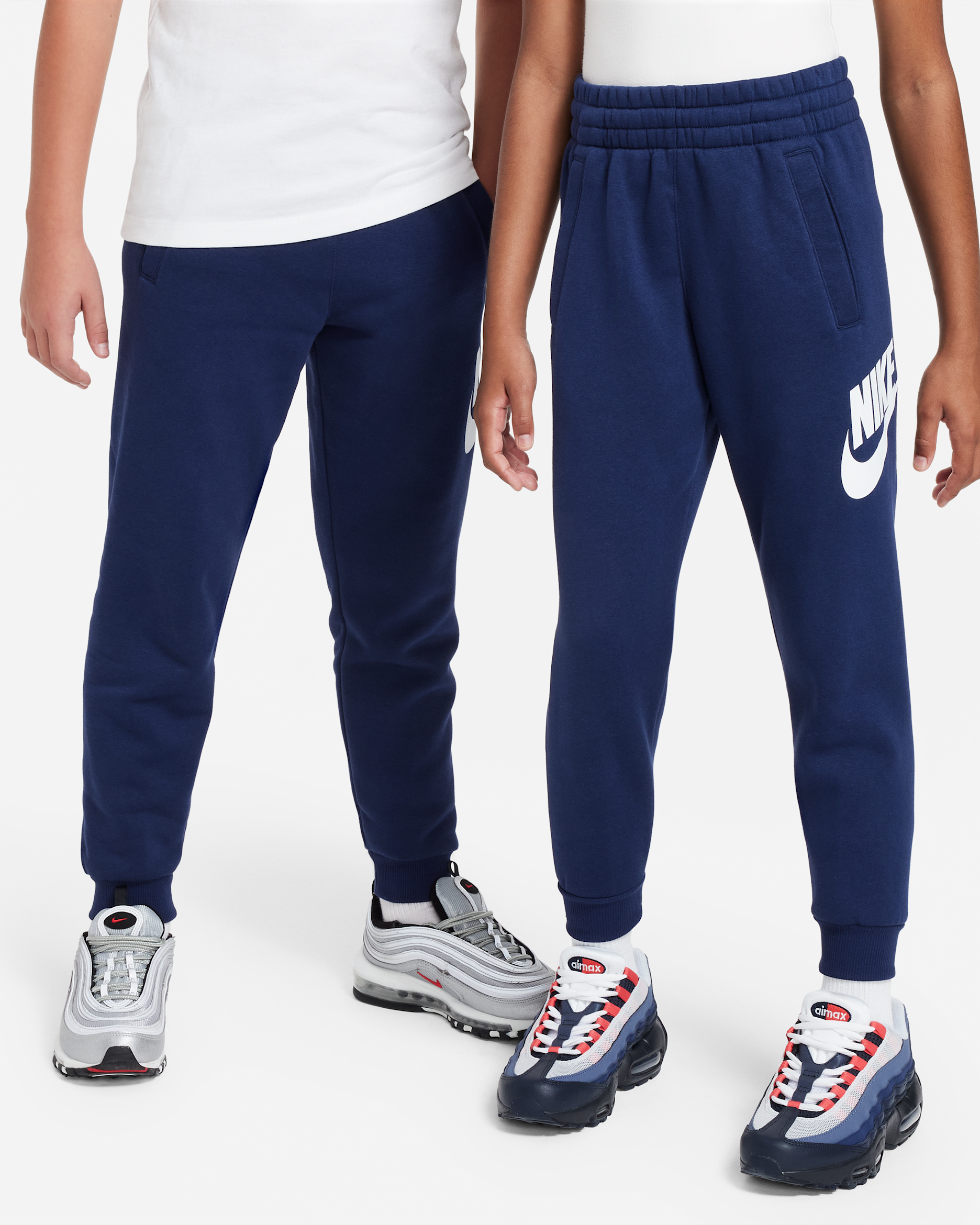 Joggers para niños talla grande Nike Club Fleece - Azul marino medianoche/Blanco