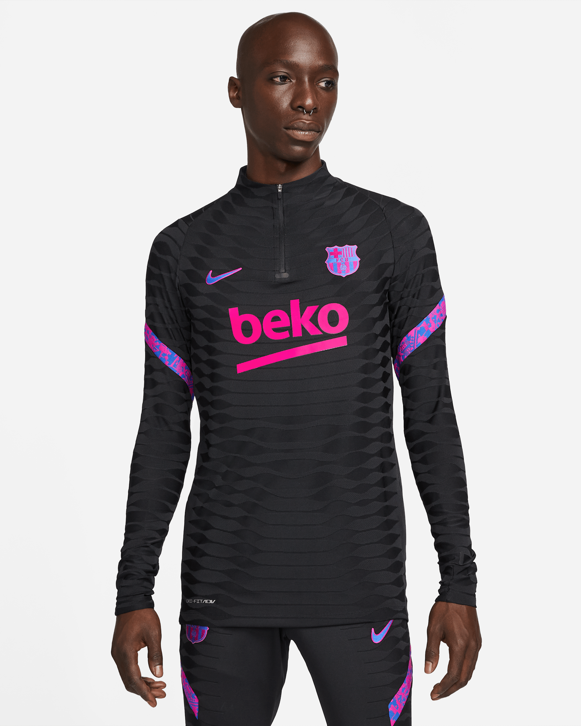 เสื้อฝึกซ้อมฟุตบอลผู้ชาย Nike Dri-FIT ADV FC Barcelona Strike Elite - ดำ/ดำ/Fireberry/Hyper Royal