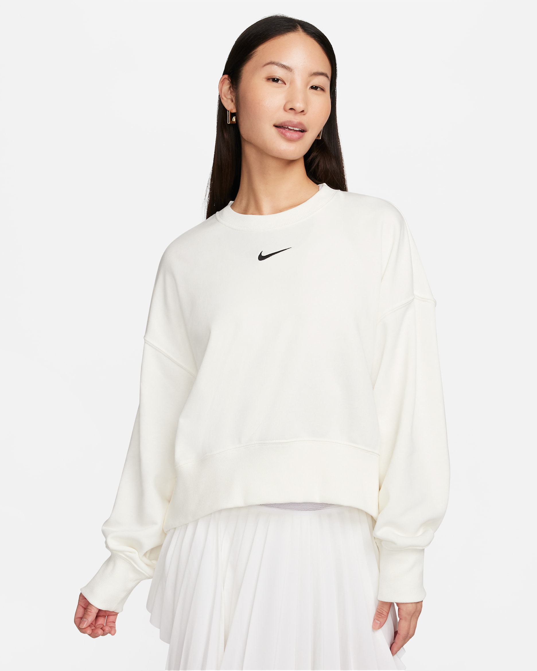 Nike Sportswear Phoenix Fleece Women's Over-Oversized Crew-Neck French Terry Sweatshirt - Sail/Black
