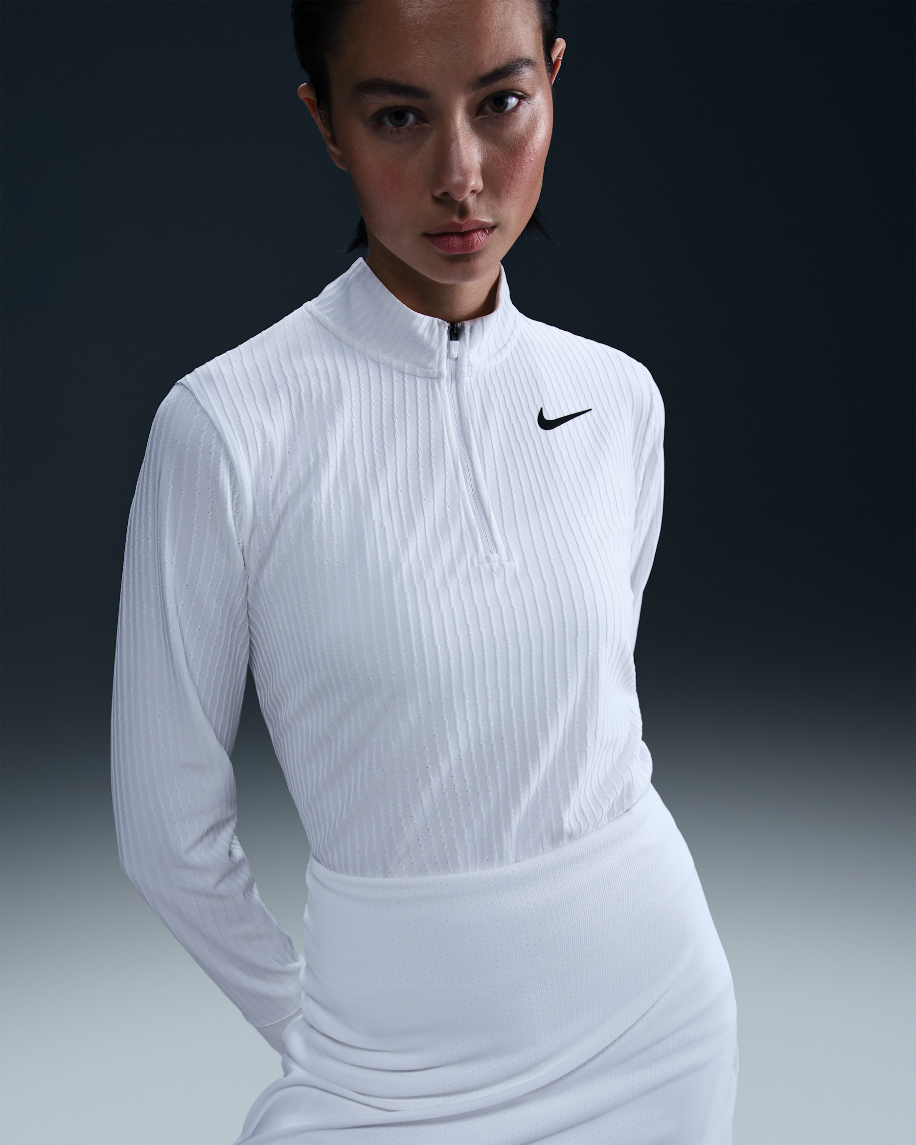 Nike Tour Women's Dri-FIT ADV 1/2-Zip Golf Top - White/Black
