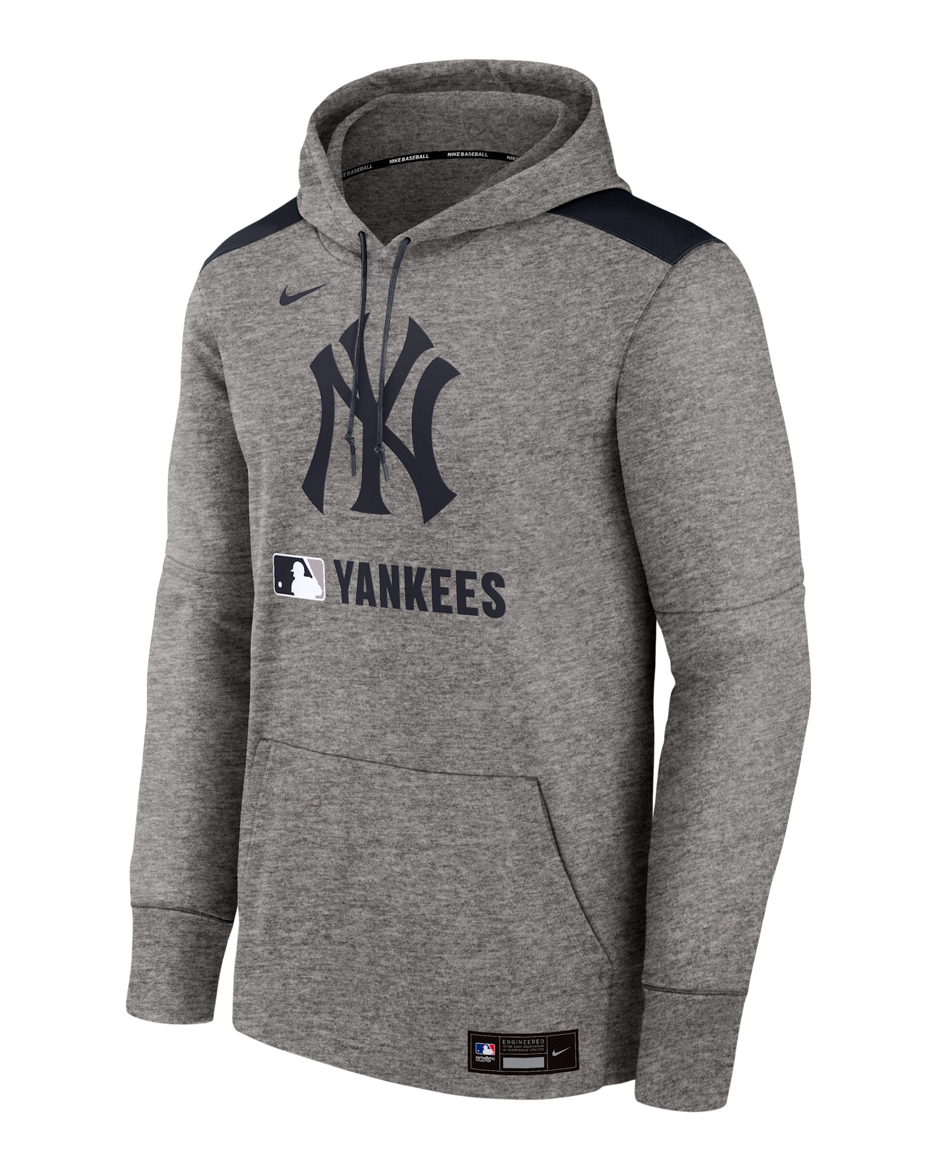 New York Yankees Authentic Collection Men's Nike Therma MLB Pullover Hoodie - Charcoal Heather