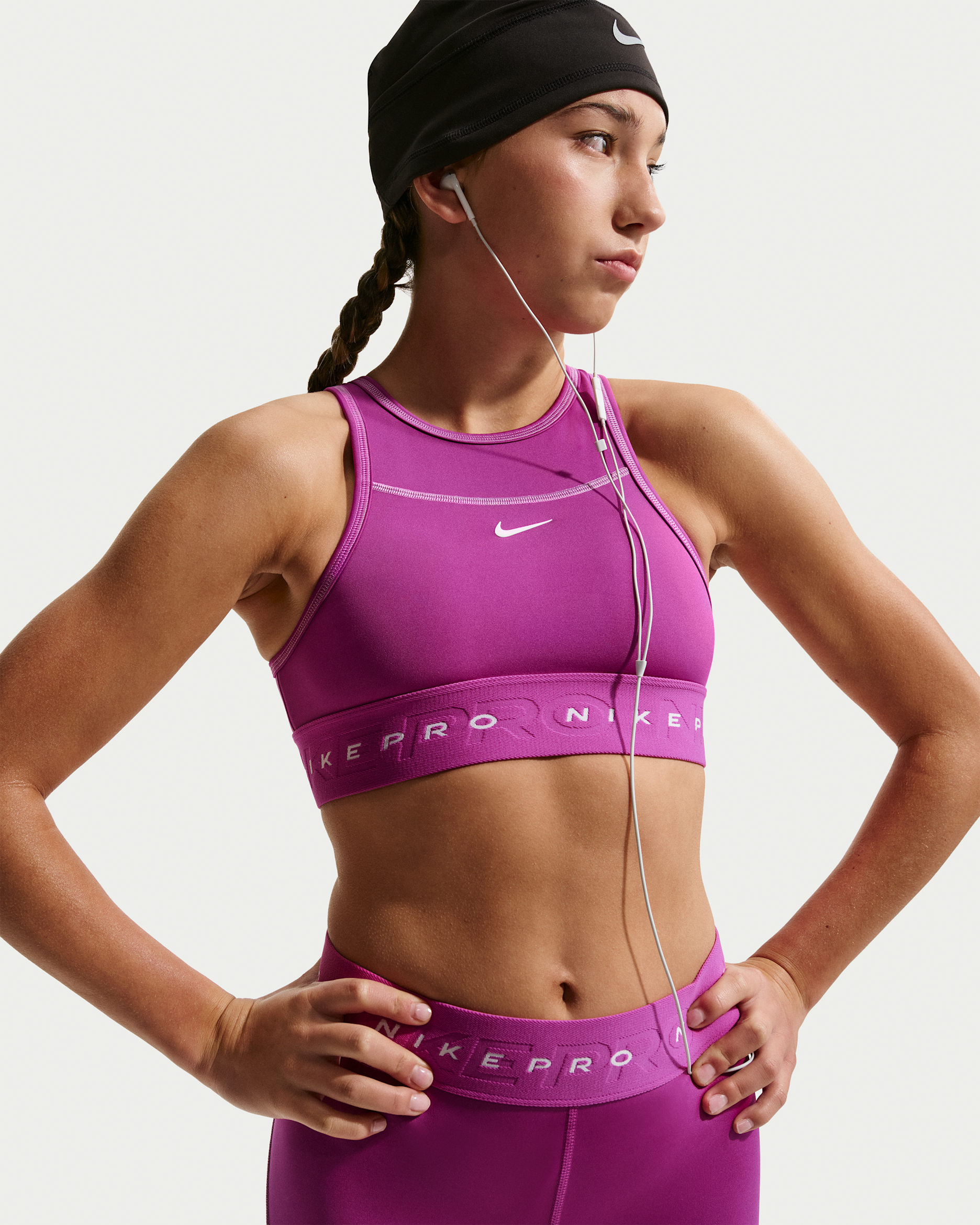 Nike Pro Swoosh Girls' Sports Bra Sport Pack - Hot Fuchsia/Light Magenta/White