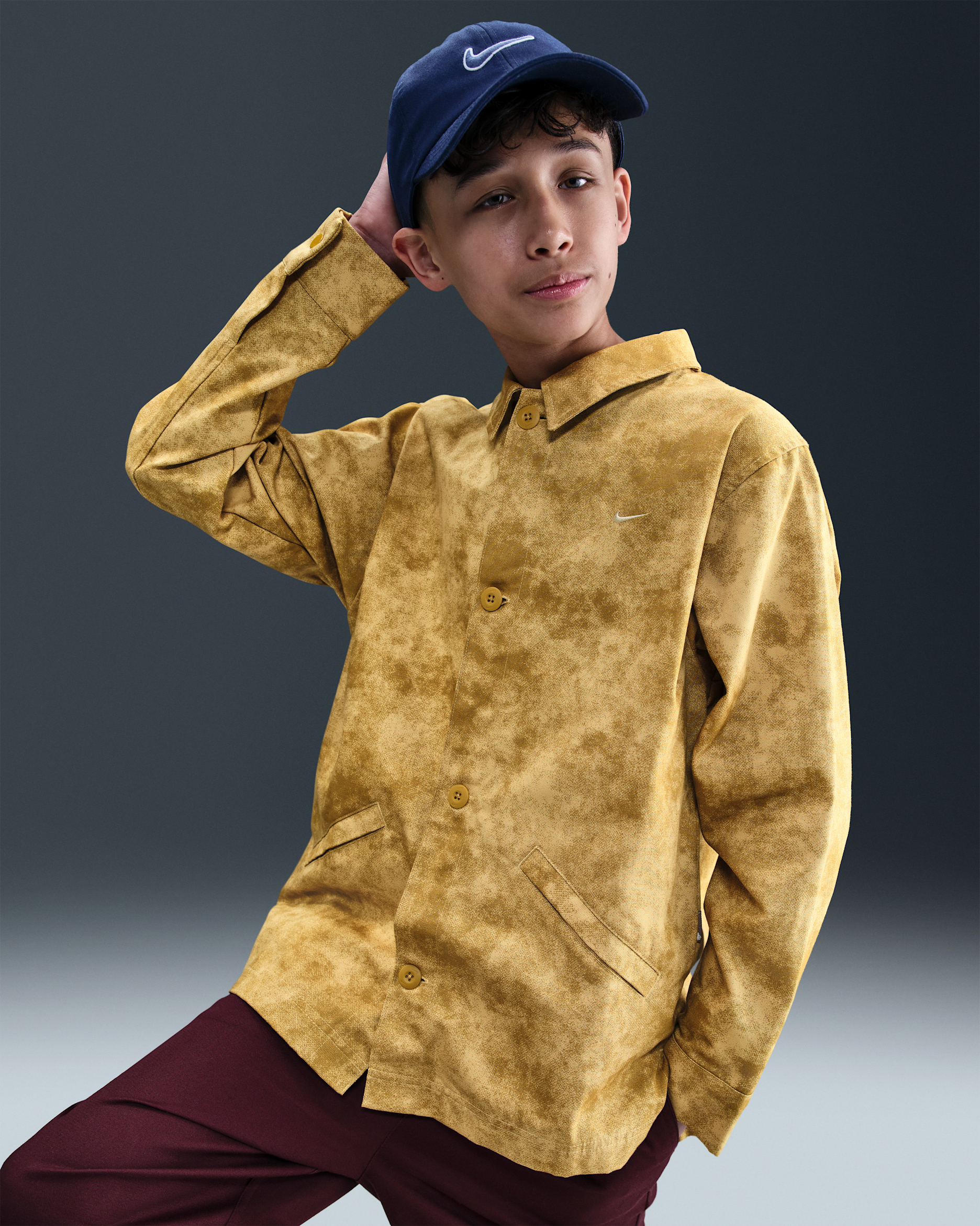 Nike Sportswear Metro Ground Older Kids' (Boys') Button-Down Top - Ochre/Team Gold