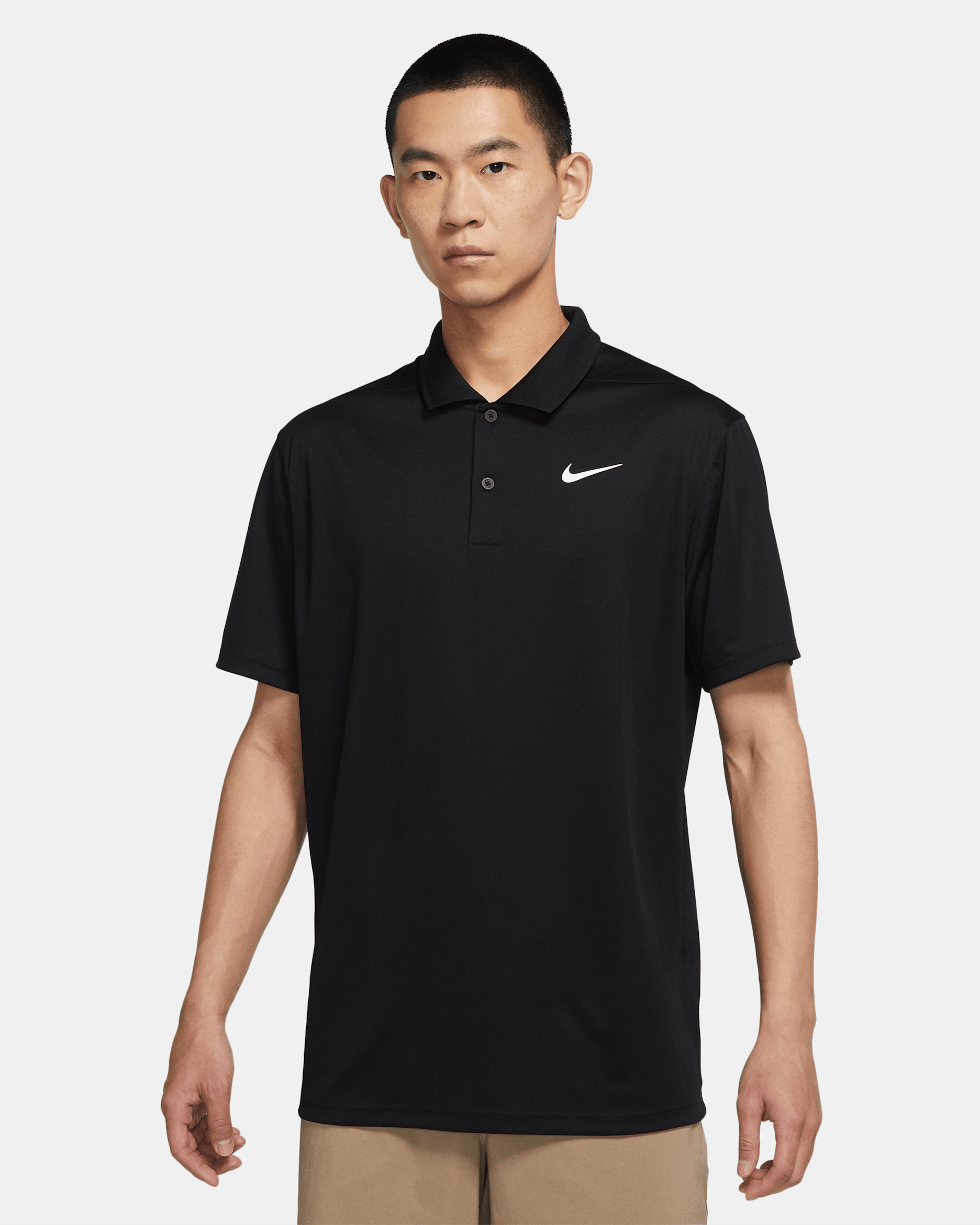 Nike Dri-FIT Victory 男款高爾夫球衫 - 黑色/白色