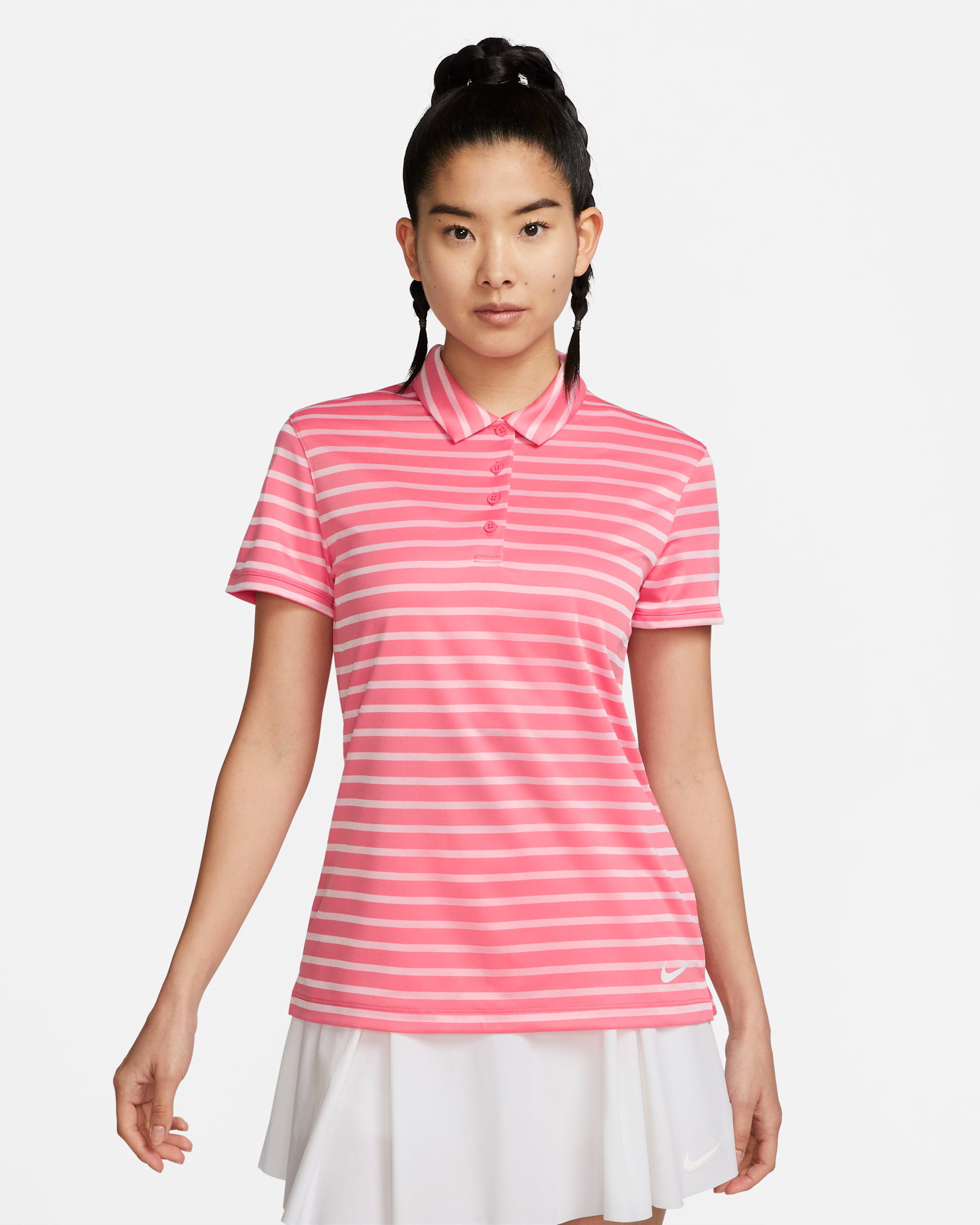 Nike Dri-FIT Victory Women's Striped Golf Polo - Sea Coral/White