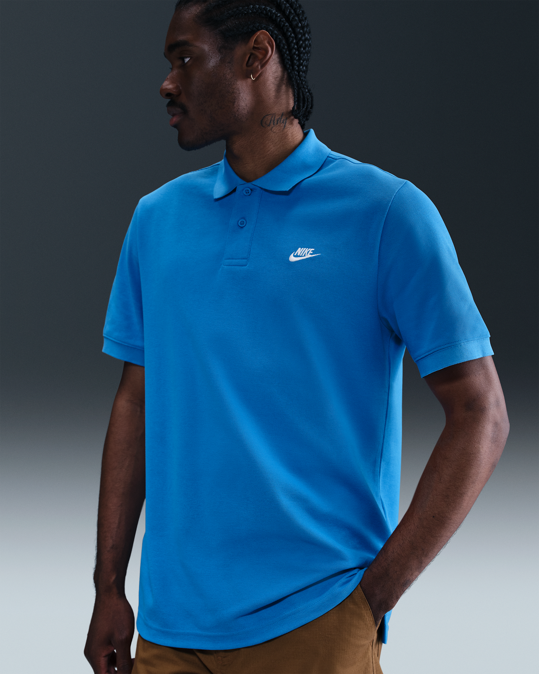 Nike Club Kurzarm-Poloshirt für Herren - Light Photo Blue/Weiß