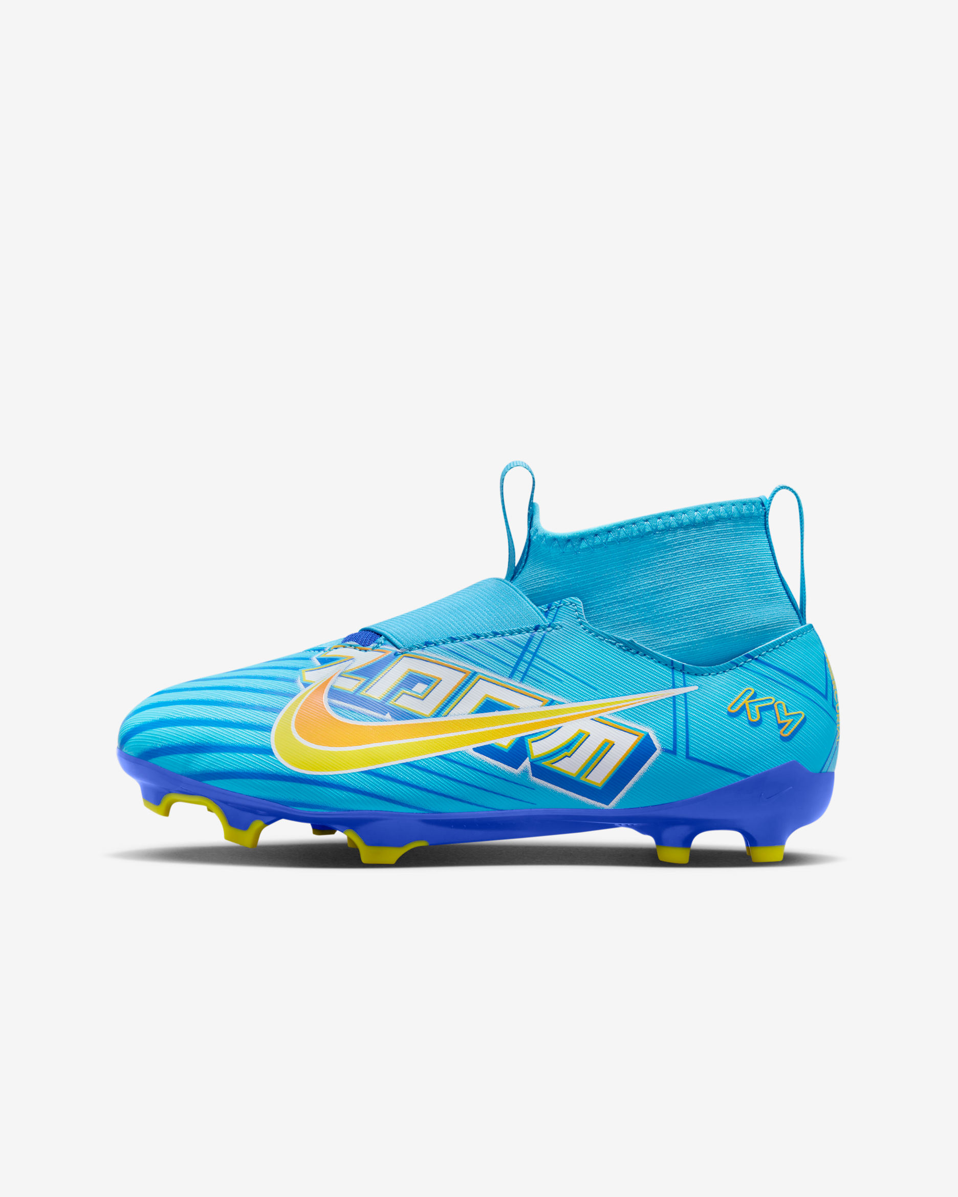 Nike Jr. Mercurial Zoom Superfly 9 Academy KM FG/MG 小/大童多種場地高筒足球釘鞋 - Baltic Blue/白色