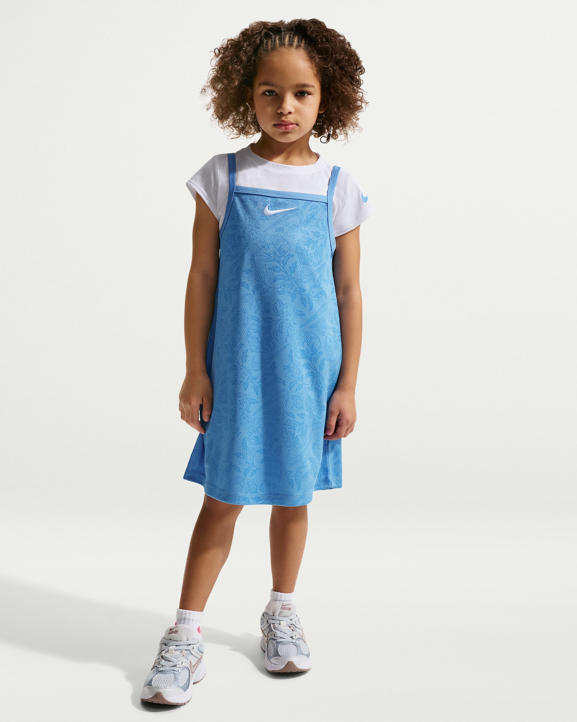 나이키 무브 위드 네이처 리틀키즈 투피스 드레스 세트 - 유니버시티 블루