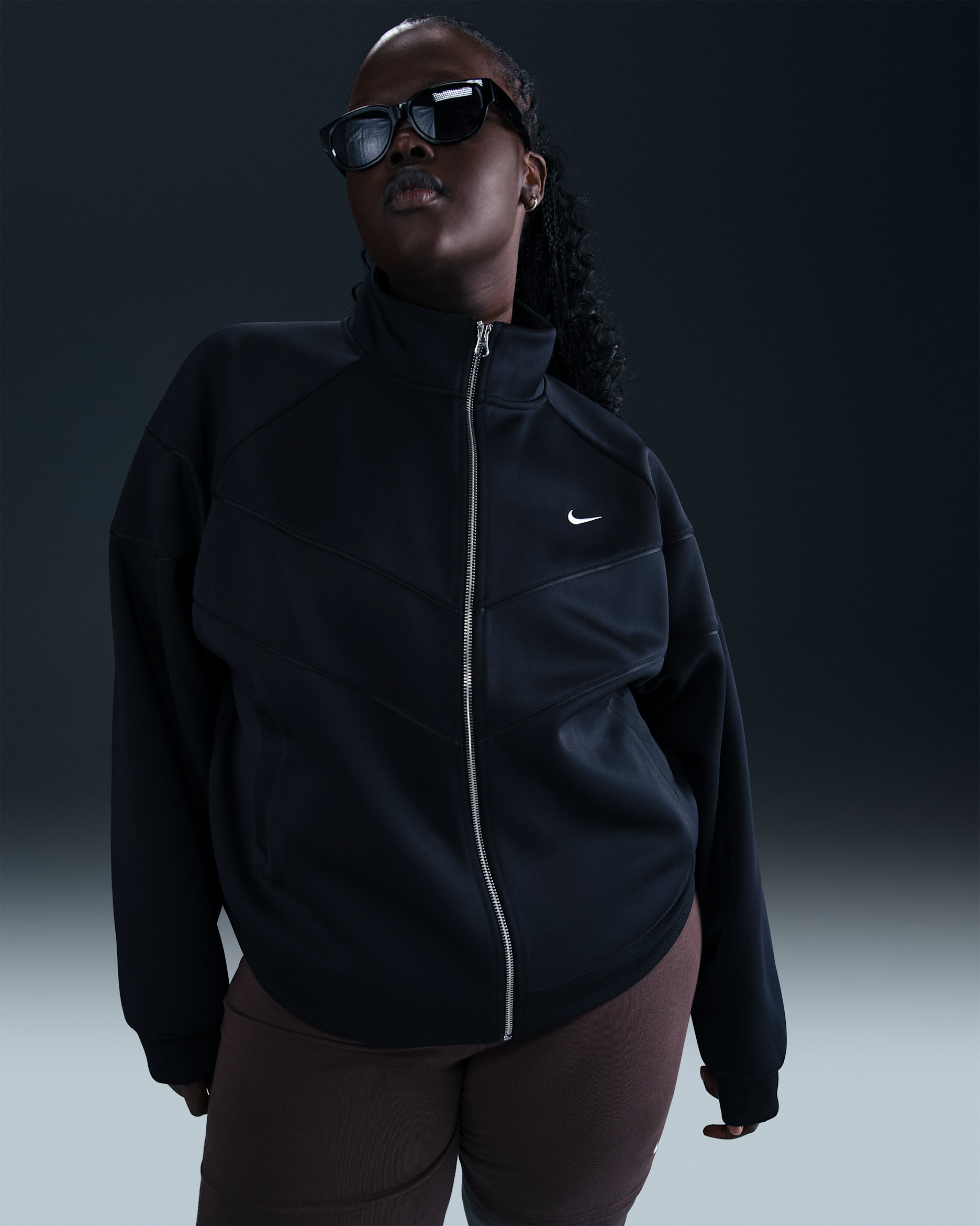 Nike Sportswear Windrunner Women's Knit Jacket (Plus Size) - Black/White