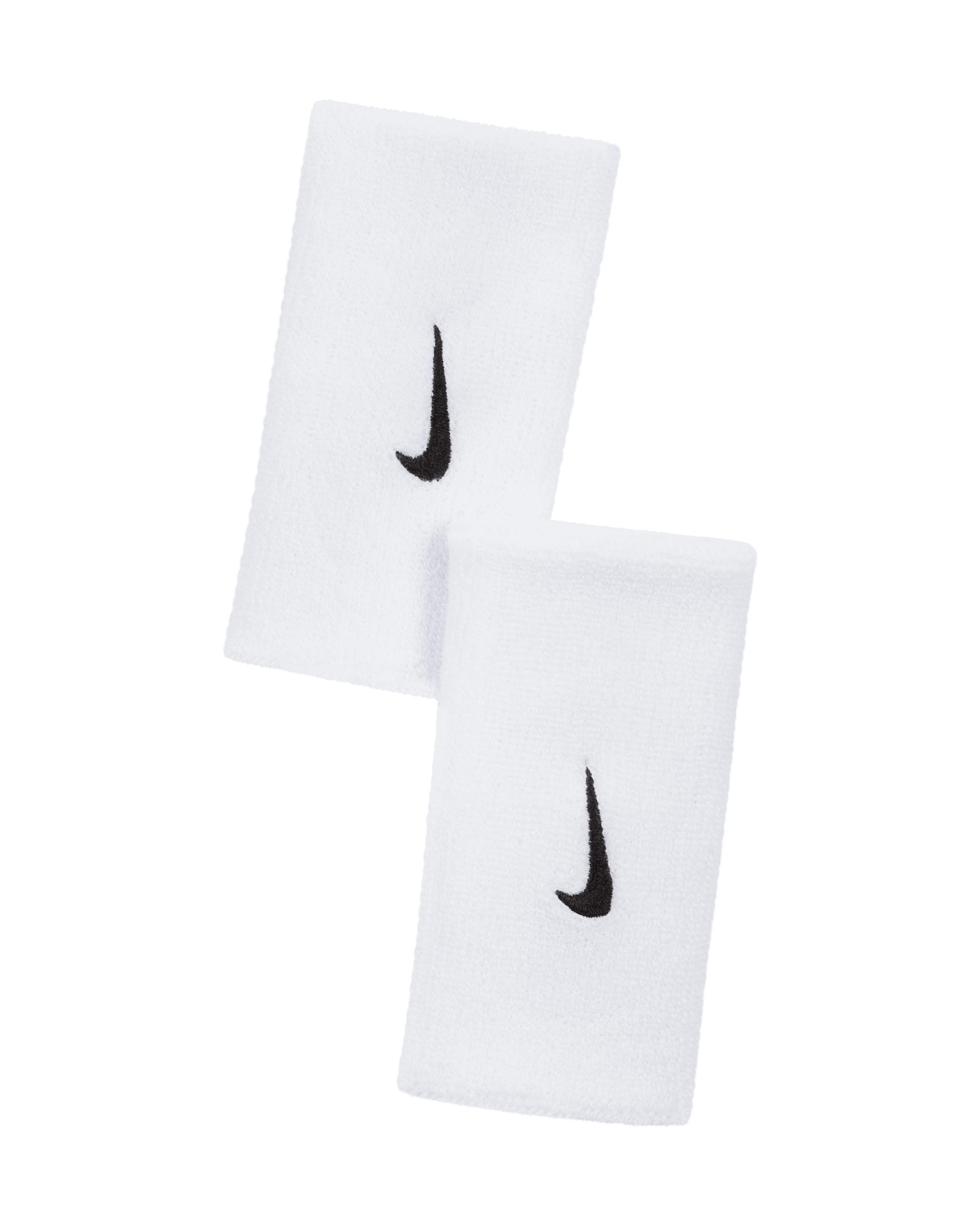 Fitas de pulso de largura dupla 2.0 Nike Swoosh (conjunto de 2) - Branco/Preto