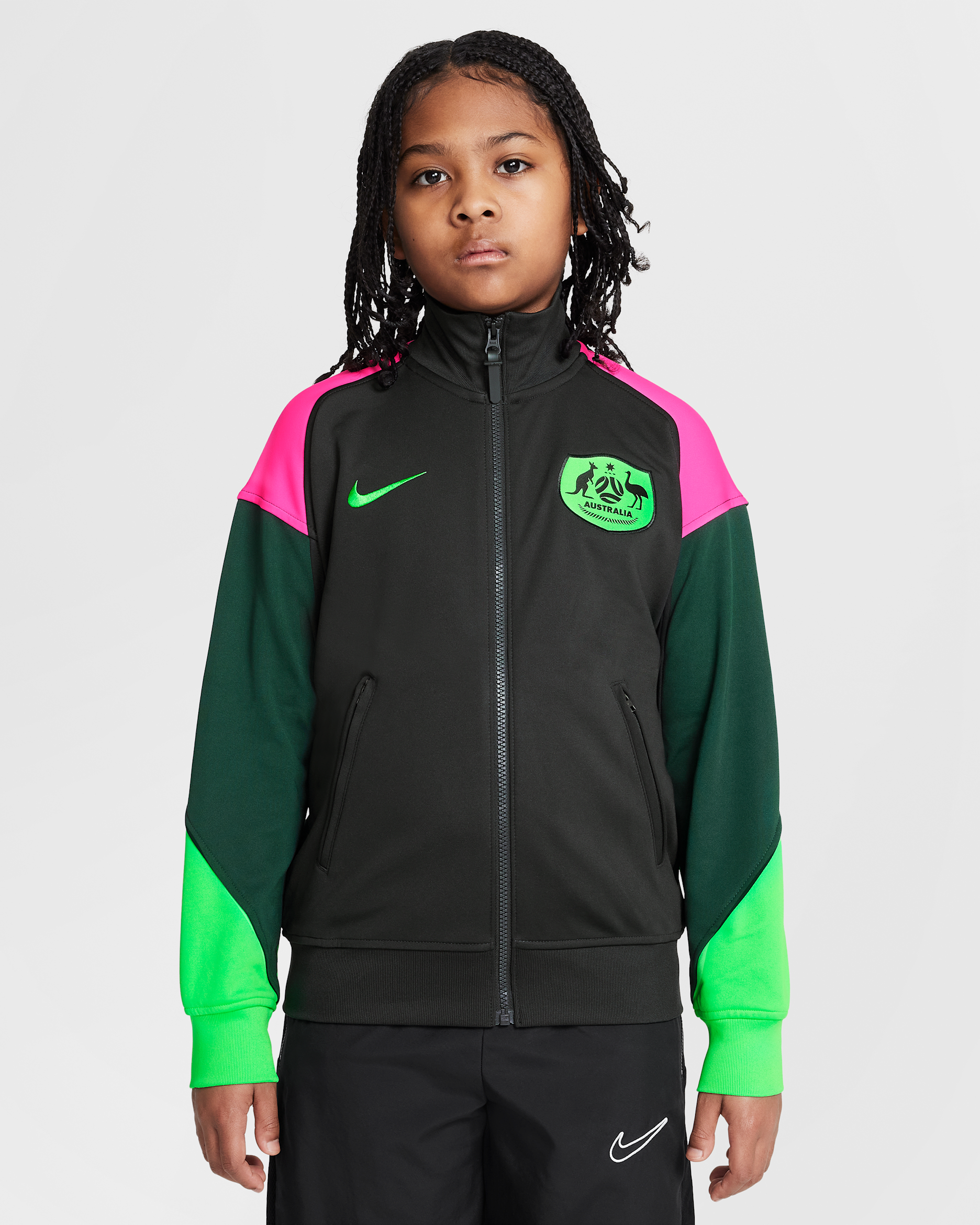 Australia Academy Pro Older Kids' Nike Dri-FIT Football Anthem Jacket - Night Forest/Pro Green/Hyper Pink/Poison Green
