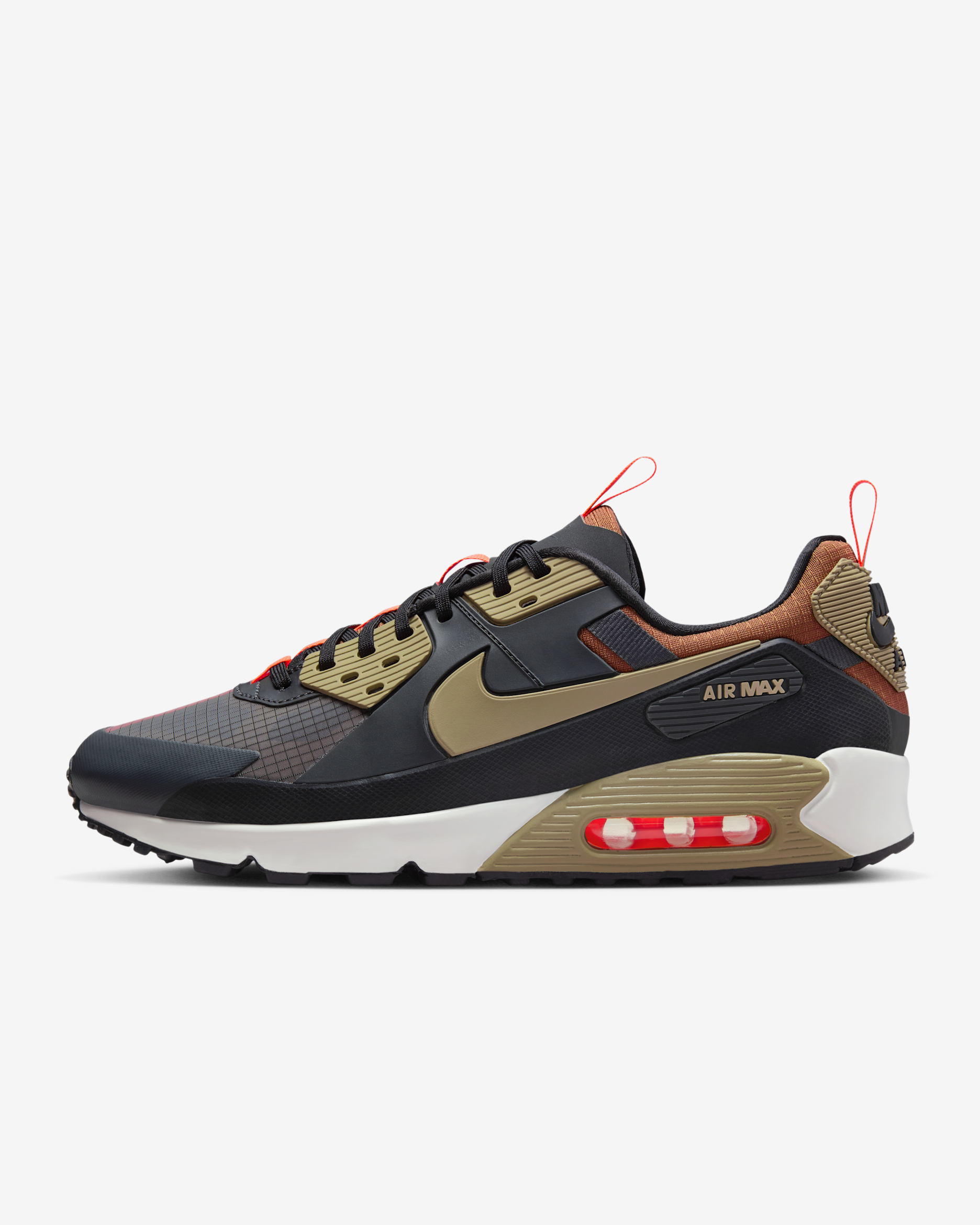 Tenis para hombre Nike Air Max 90 Drift - Gris humo oscuro/Negro/Hipercarmesí/Caqui