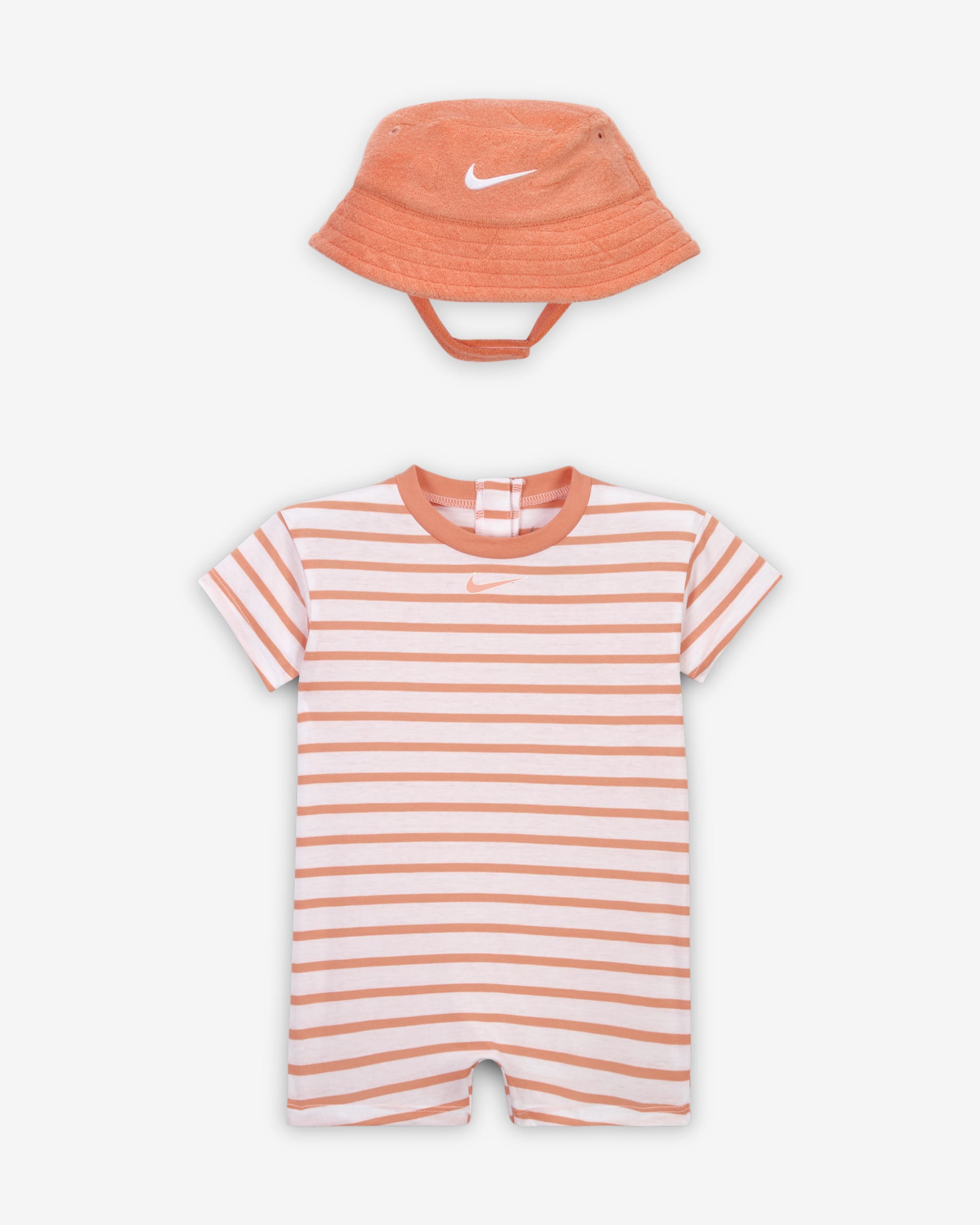 Nike Baby Short Sleeve Romper with Bucket Hat - Apricot Agate