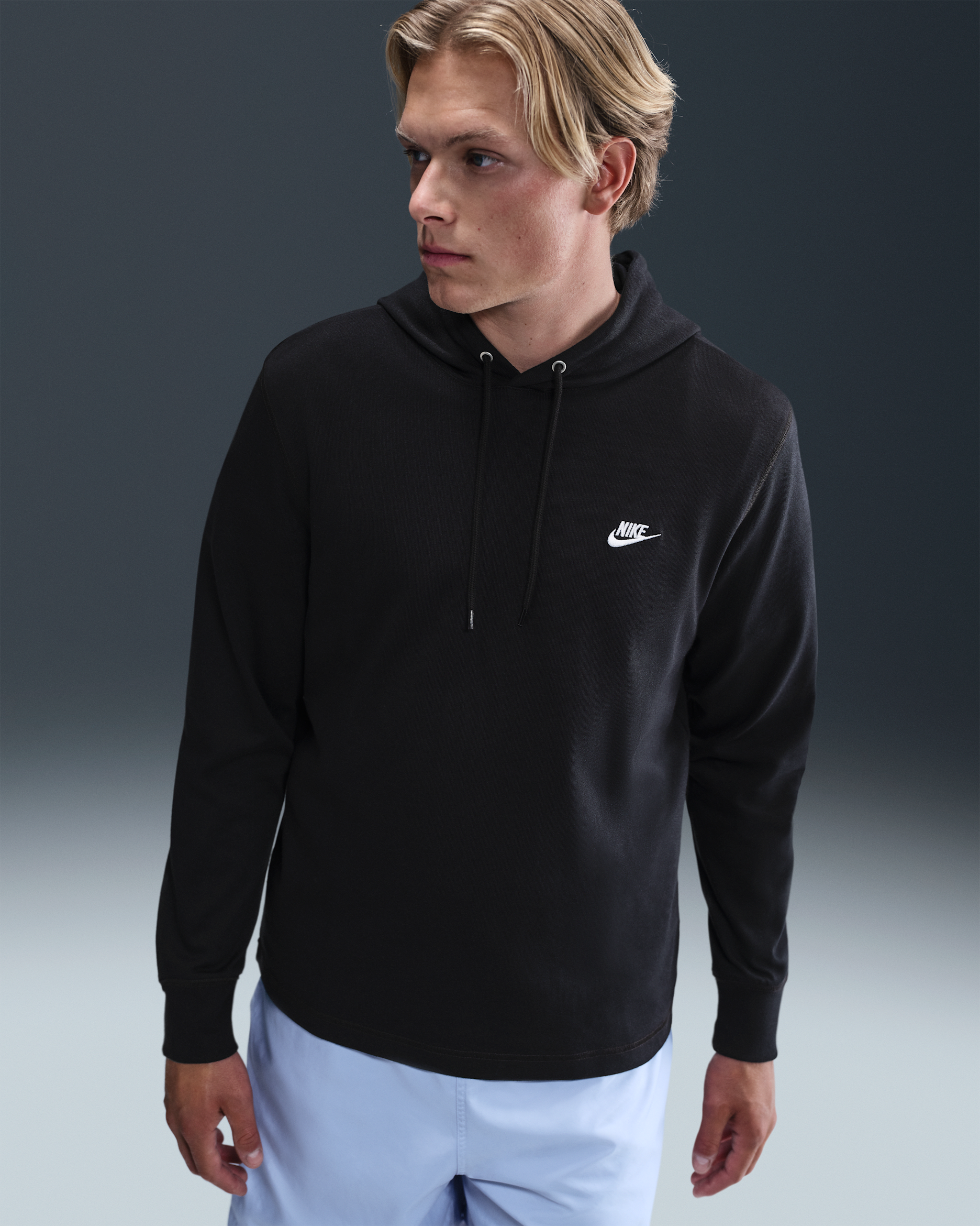 Hoodie pullover de malha Nike Sportswear Club para homem - Preto/Preto/Branco