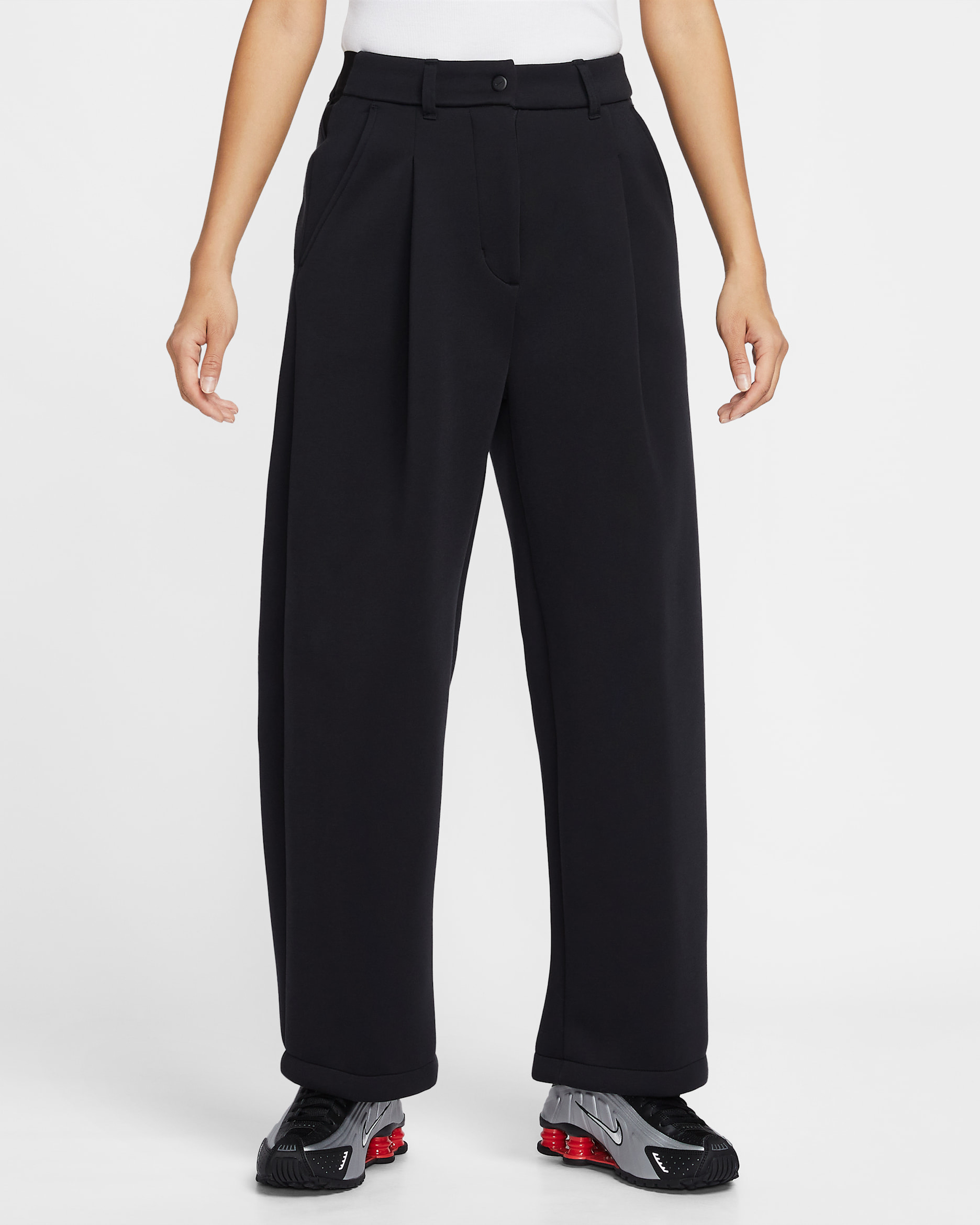 나이키 스포츠웨어 여성 루즈 미드라이즈 플리스 트라우저 - 블랙/블랙/블랙/블랙