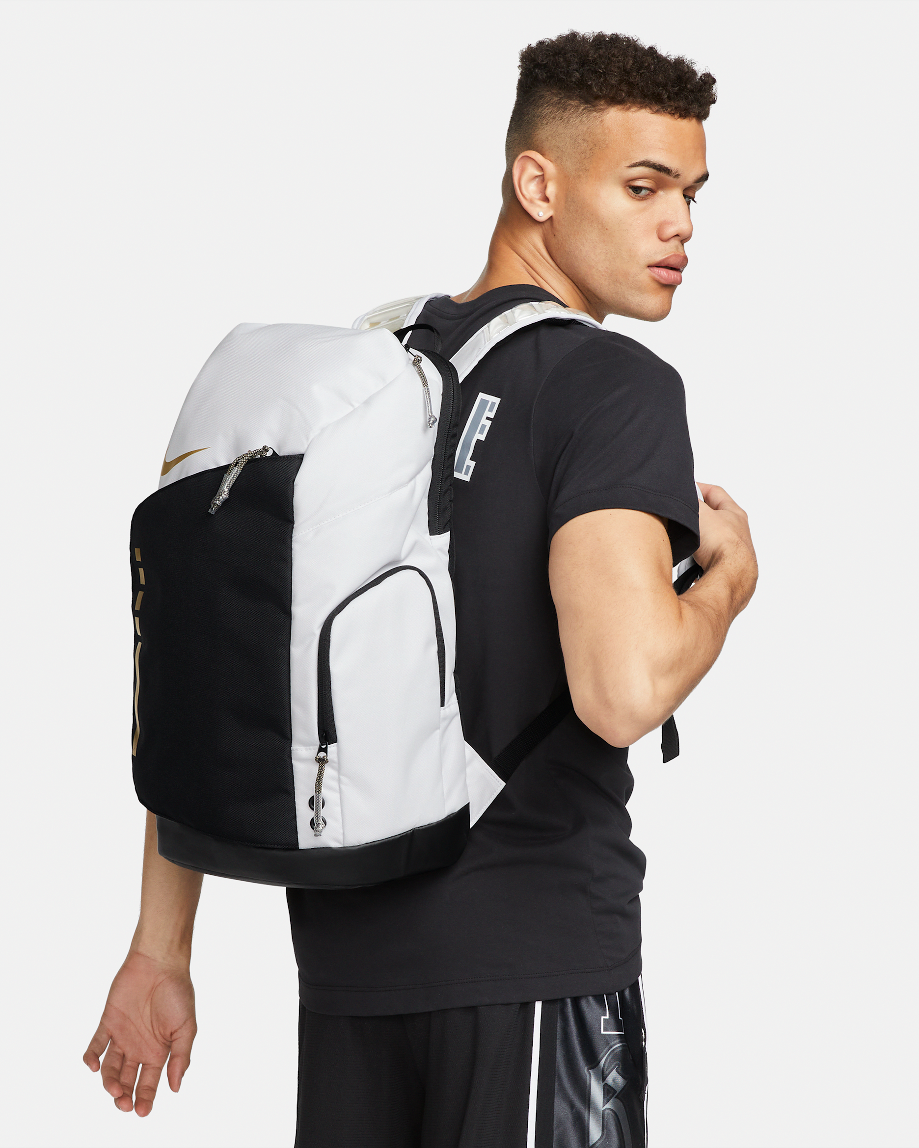 Nike Hoops Elite Backpack (32L) - White/Black/Metallic Gold