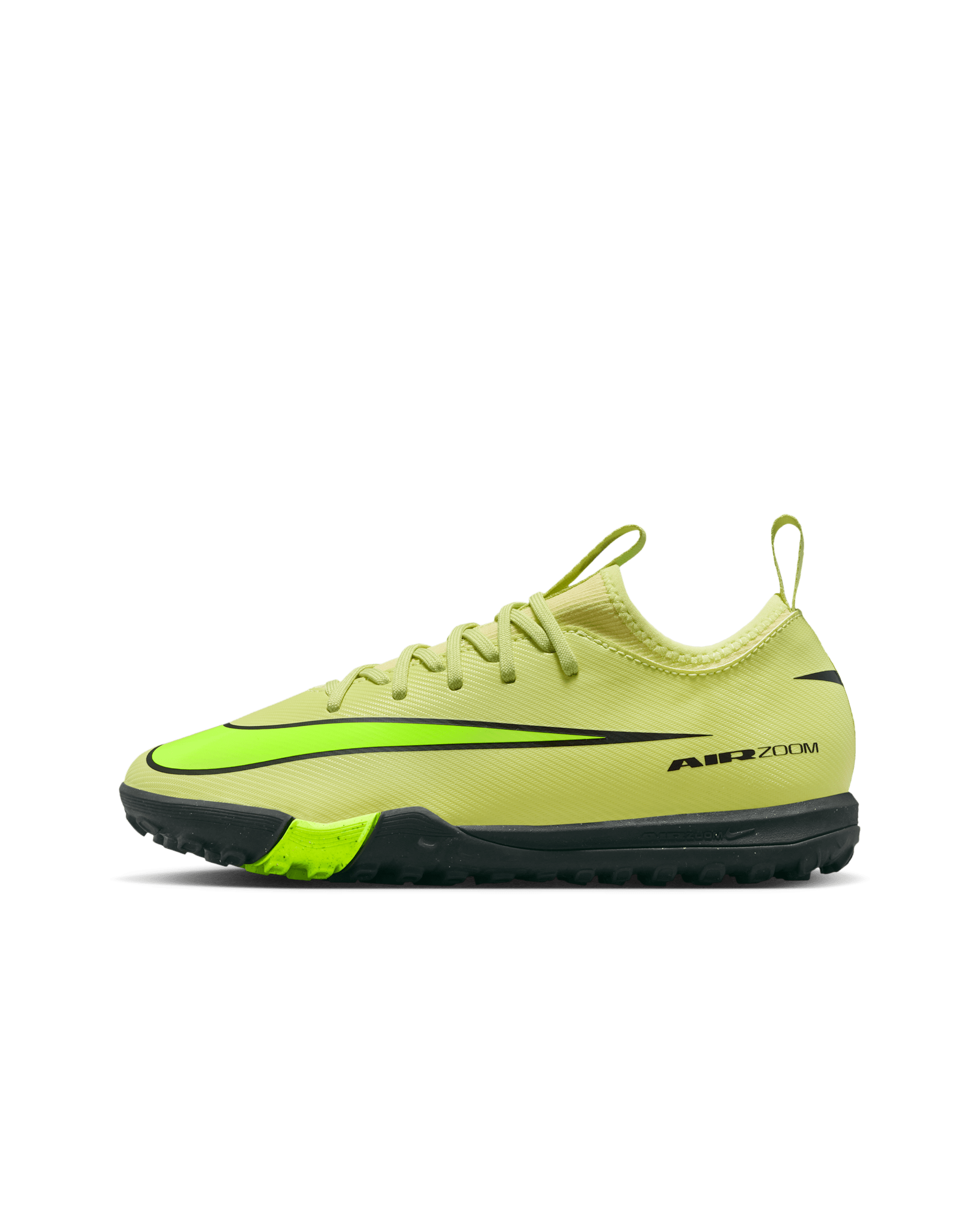 Tacos de fútbol para pasto sintético (turf) de corte low para niños de preescolar y grandes Nike Jr. Mercurial Vapor 16 Academy - Luz de calcio/Hipercarmesí/Volt