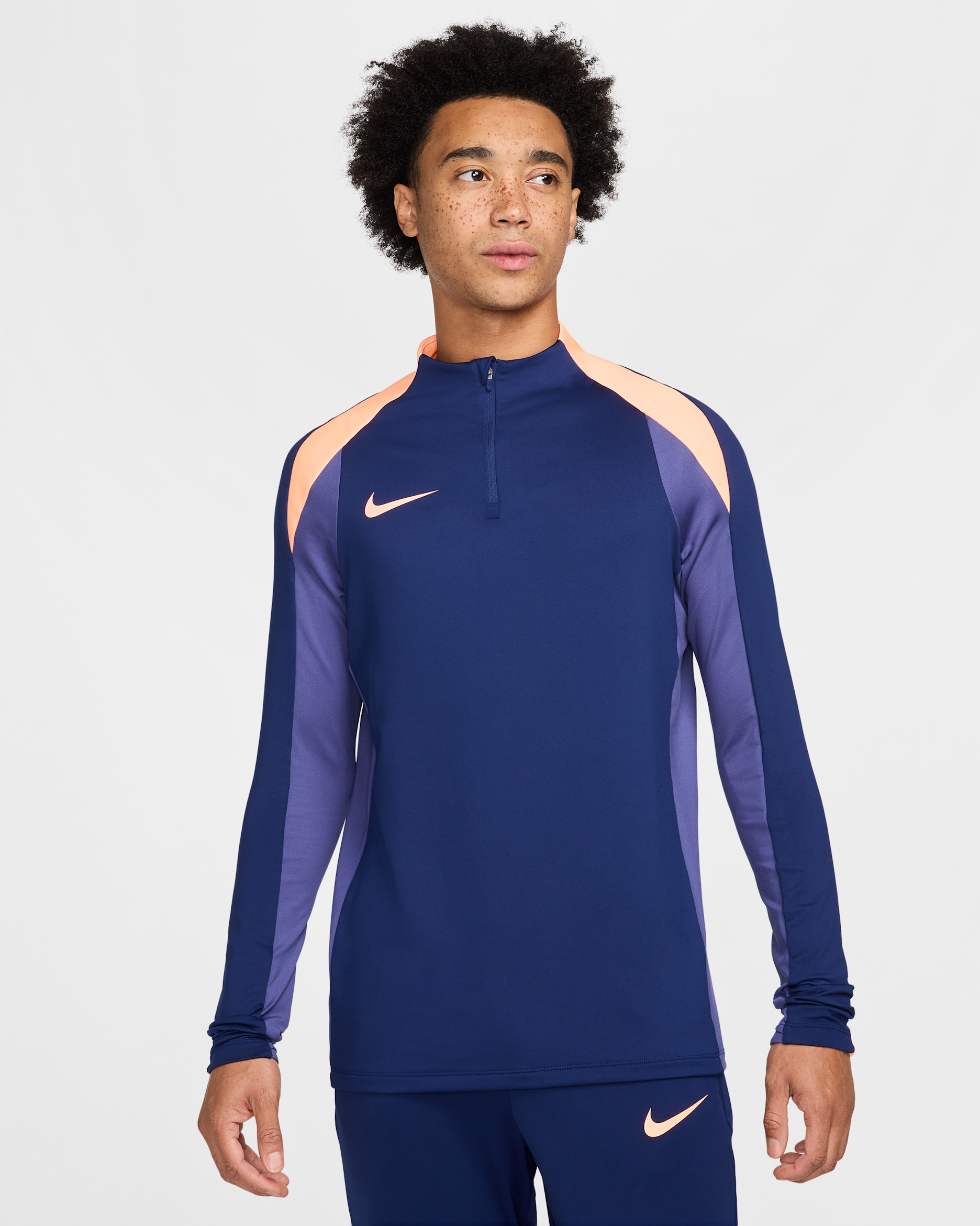 Nike Strike Men's Dri-FIT Football 1/2-Zip Drill Top - Blue Void/Dark Purple Dust/Orange Pulse/Orange Pulse