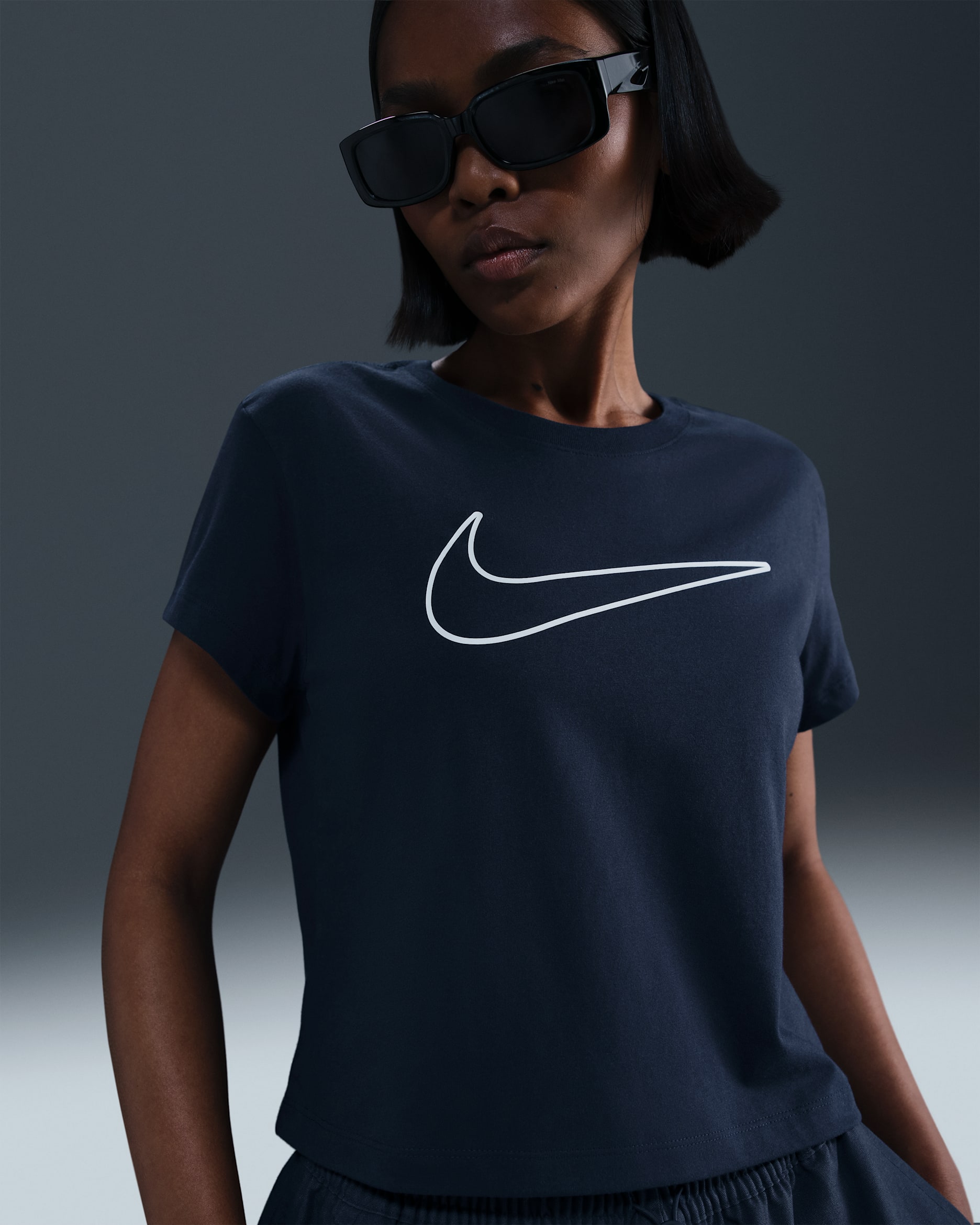 Nike Sportswear Women's Short-Sleeve Graphic T-Shirt - Obsidian/White