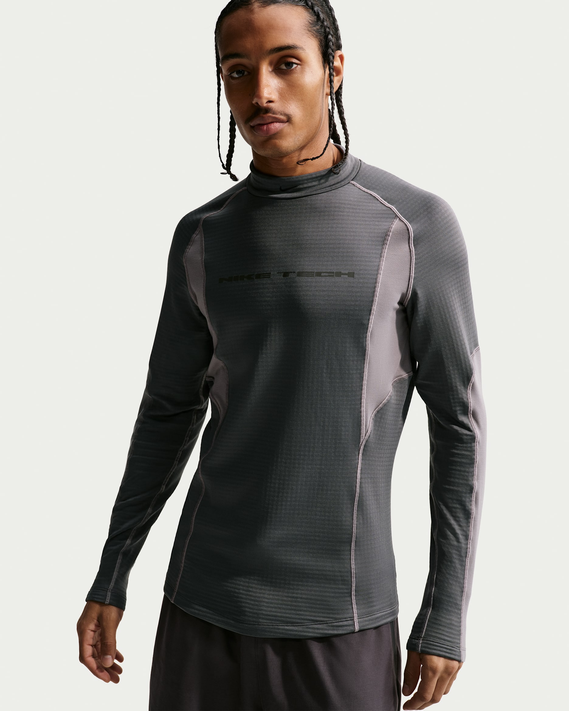 Haut première couche à manches longues Nike Tech pour homme - Iron Grey/Pencil Point/Pencil Point/Noir