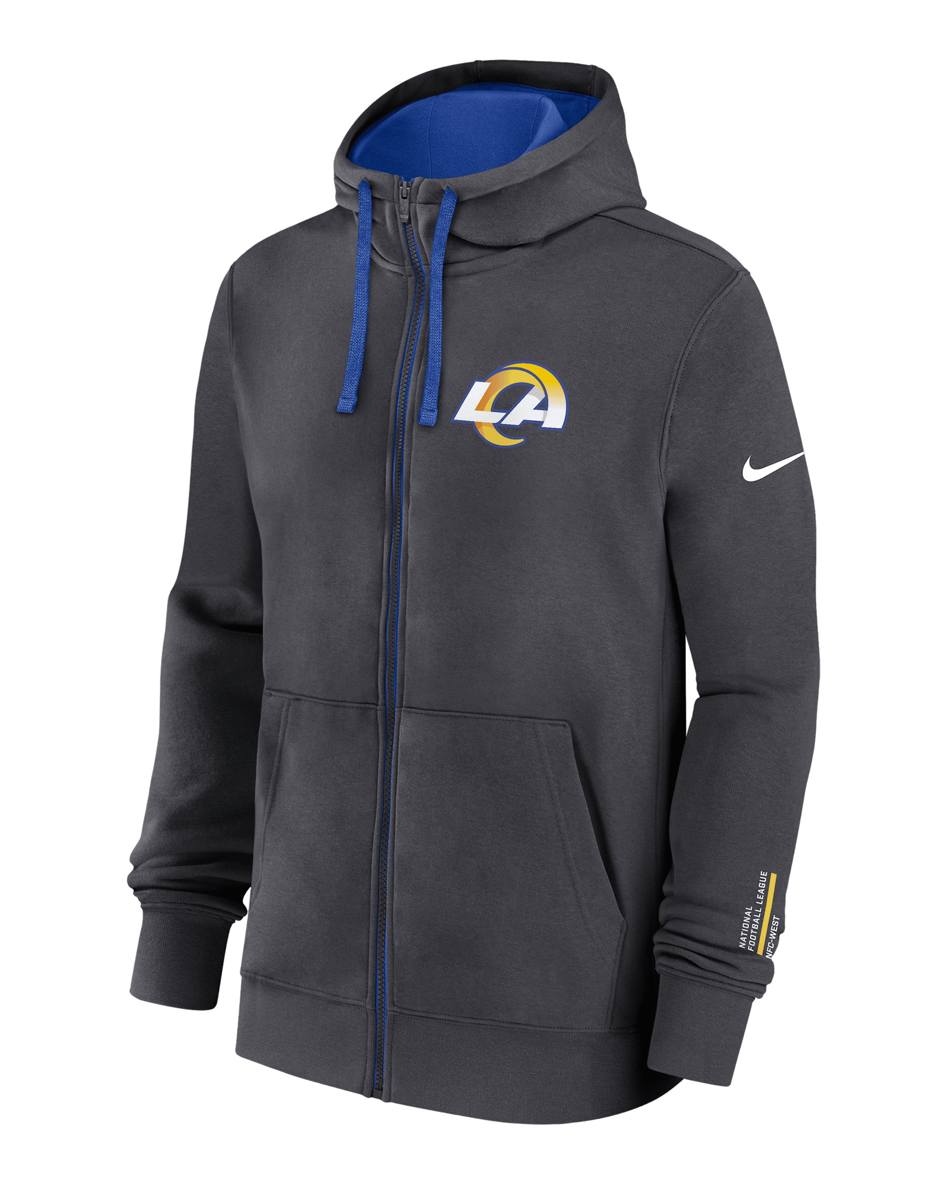 Los Angeles Rams Playbook Page Club Men's Nike NFL Full-Zip Hoodie - Anthracite