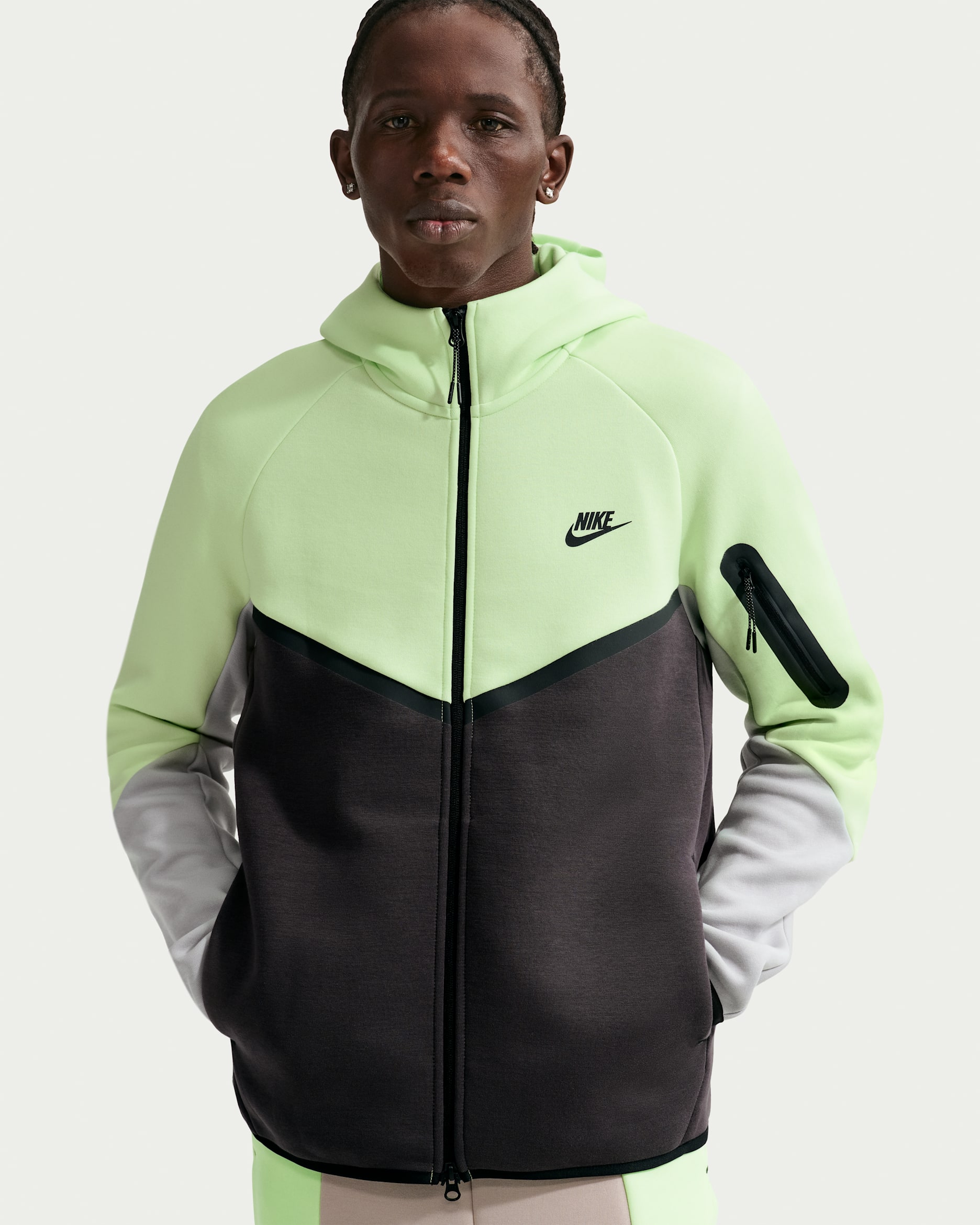 Nike Tech Men's Fleece Windrunner Full-Zip Jacket - Light Liquid Lime/Anthracite/Light Smoke Grey/Black