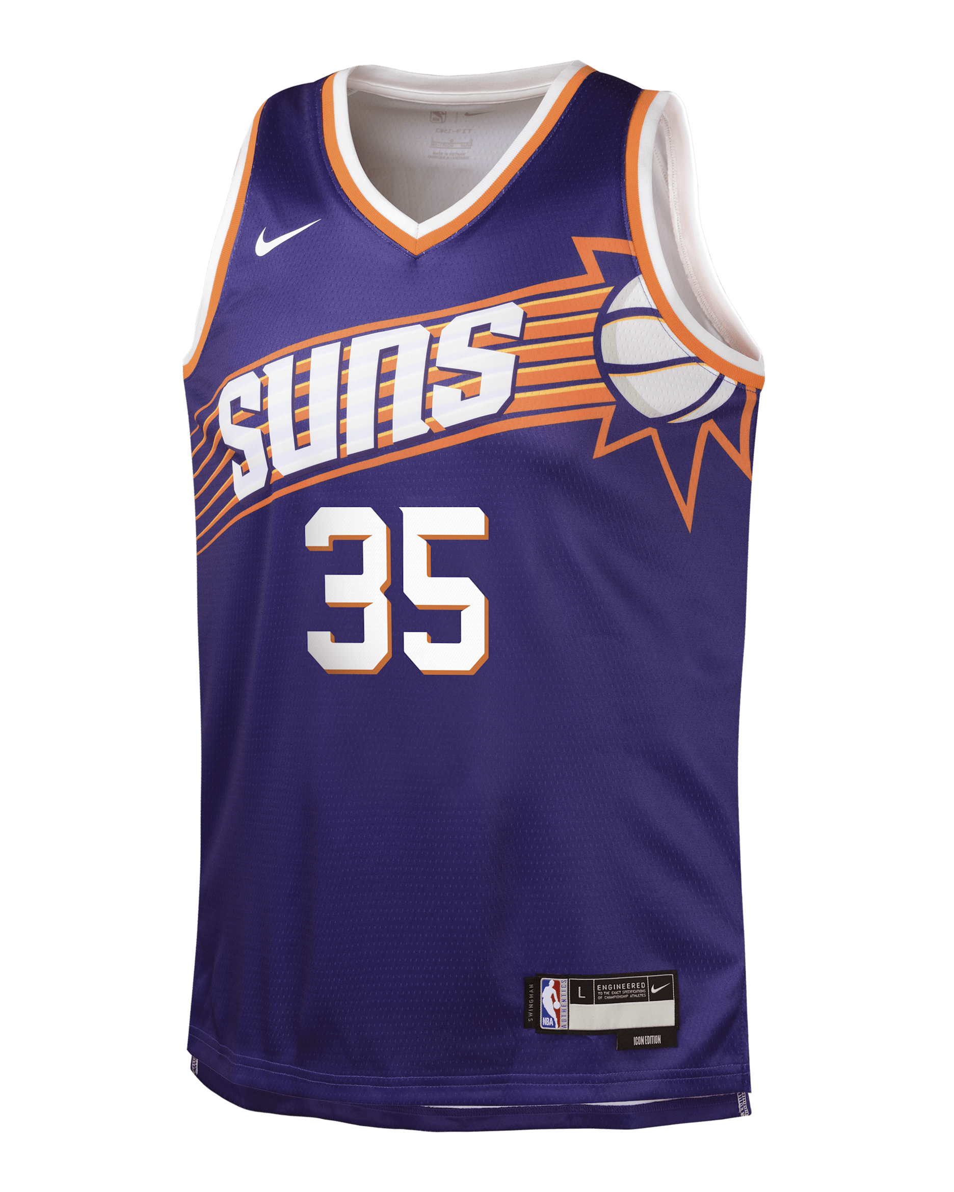 Kevin Durant Phoenix Suns 2024/25 Icon Edition Big Kids' Nike NBA Swingman Jersey - New Orchid