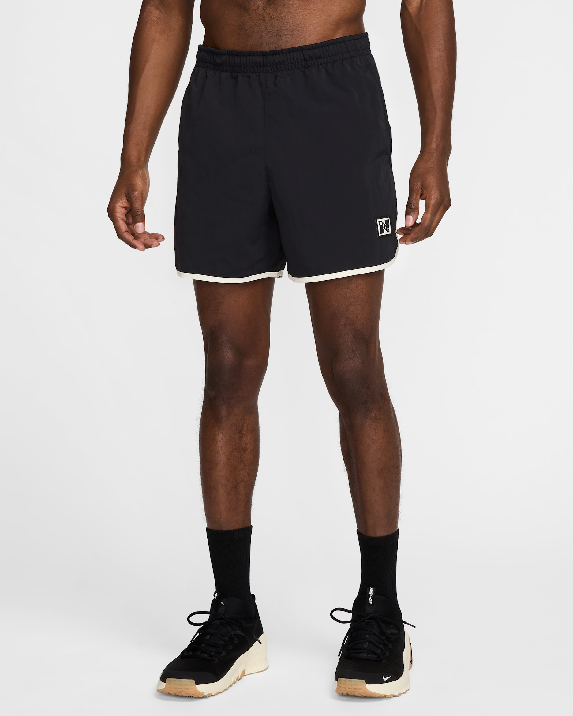 Short de training non doublé Dri-FIT Nike Gym Heritage 13 cm pour homme - Noir/Pale Ivory/Noir
