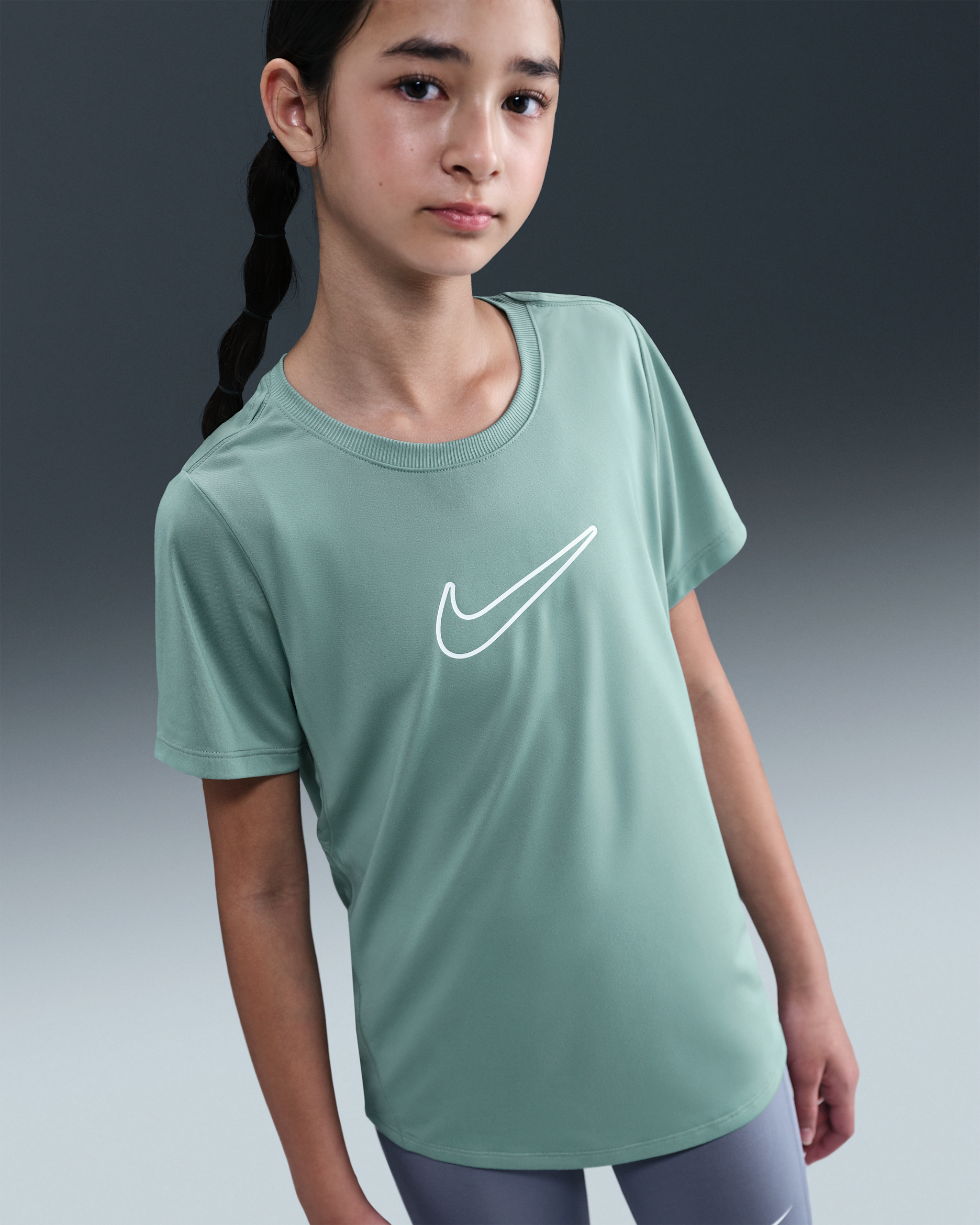 Nike One Fitted Big Kids' (Girls') Dri-FIT Short-Sleeve Top - Cannon/White