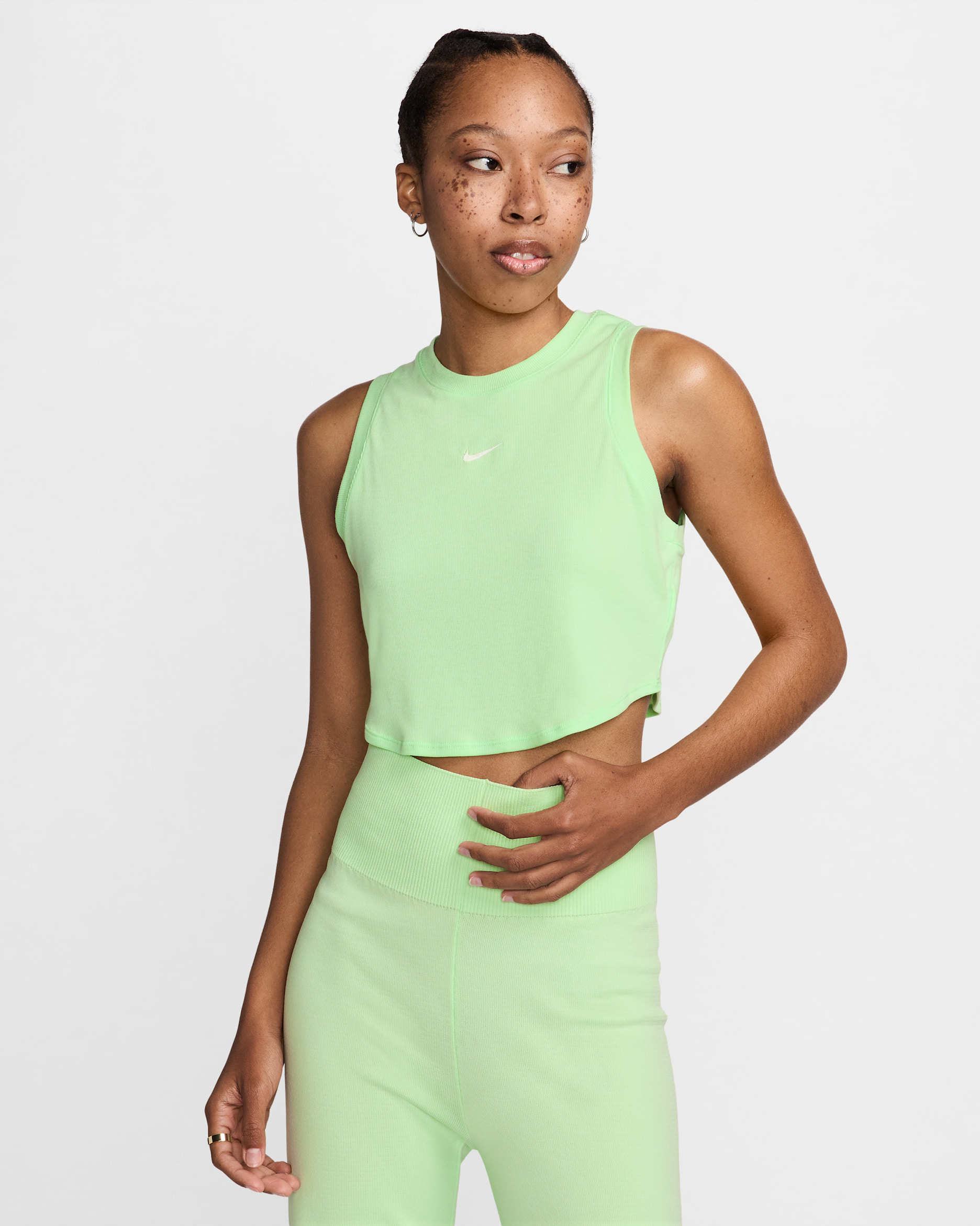Nike Sportswear Chill Knit Women's Tight Cropped Mini-Rib Tank Top - Vapor Green/Sail