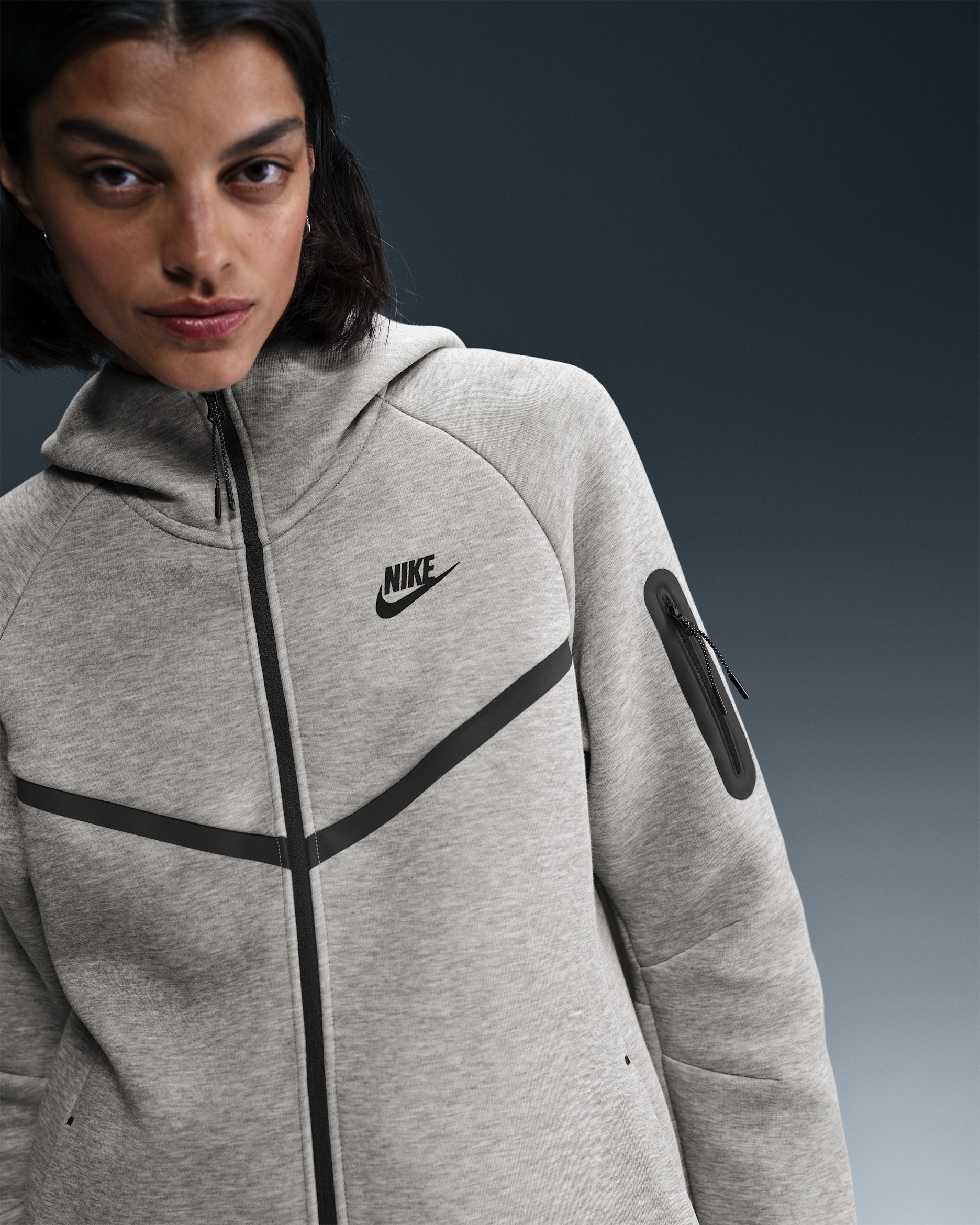 Nike Sportswear Tech Fleece Windrunner Women's Full-Zip Hoodie - Dark Grey Heather/Black