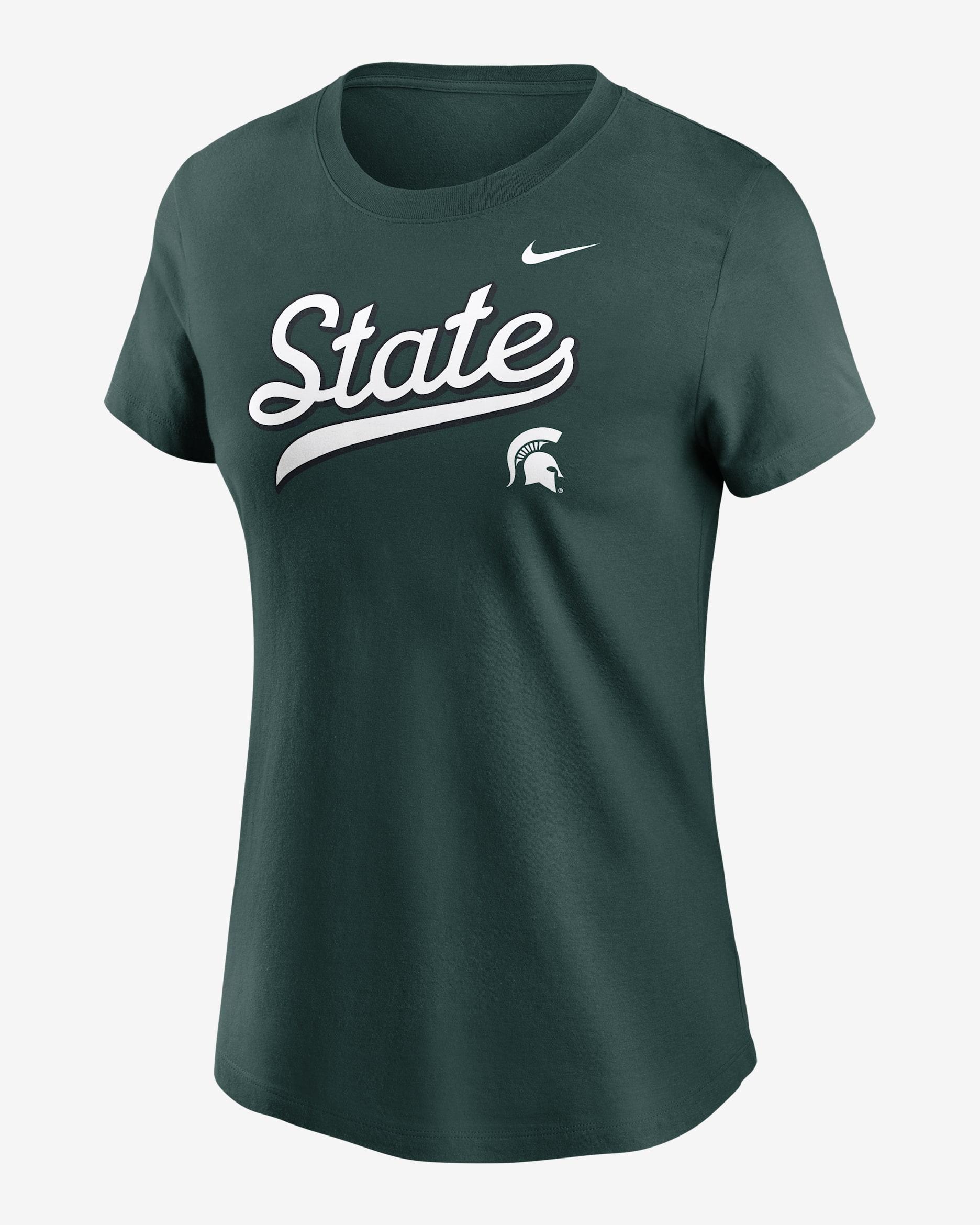 Michigan State Athletic Prep Arch Local Script Women's Nike College T-Shirt - Green