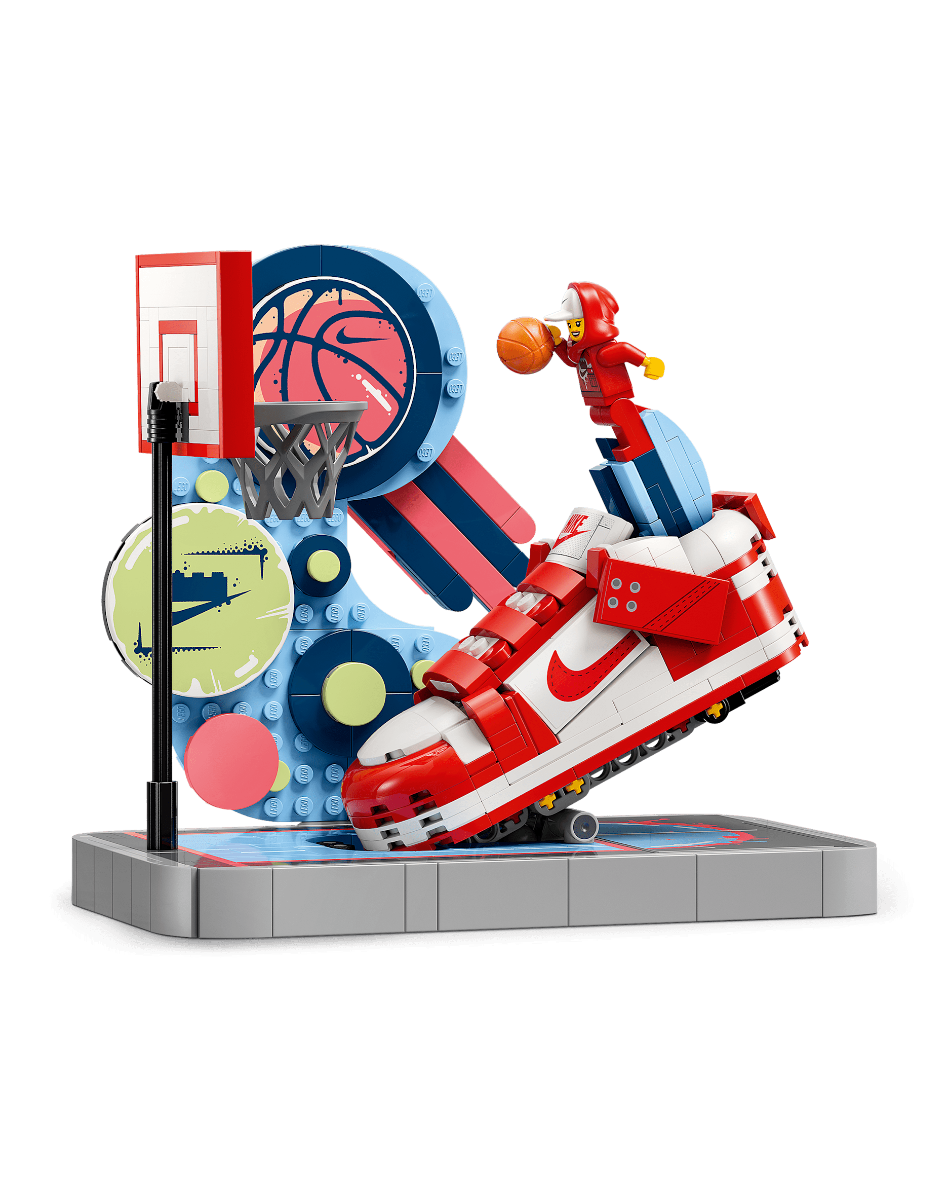 Nike Dunk Trickshot x LEGO® építőkészlet exkluzív minifigurával - Gym Red/Fehér
