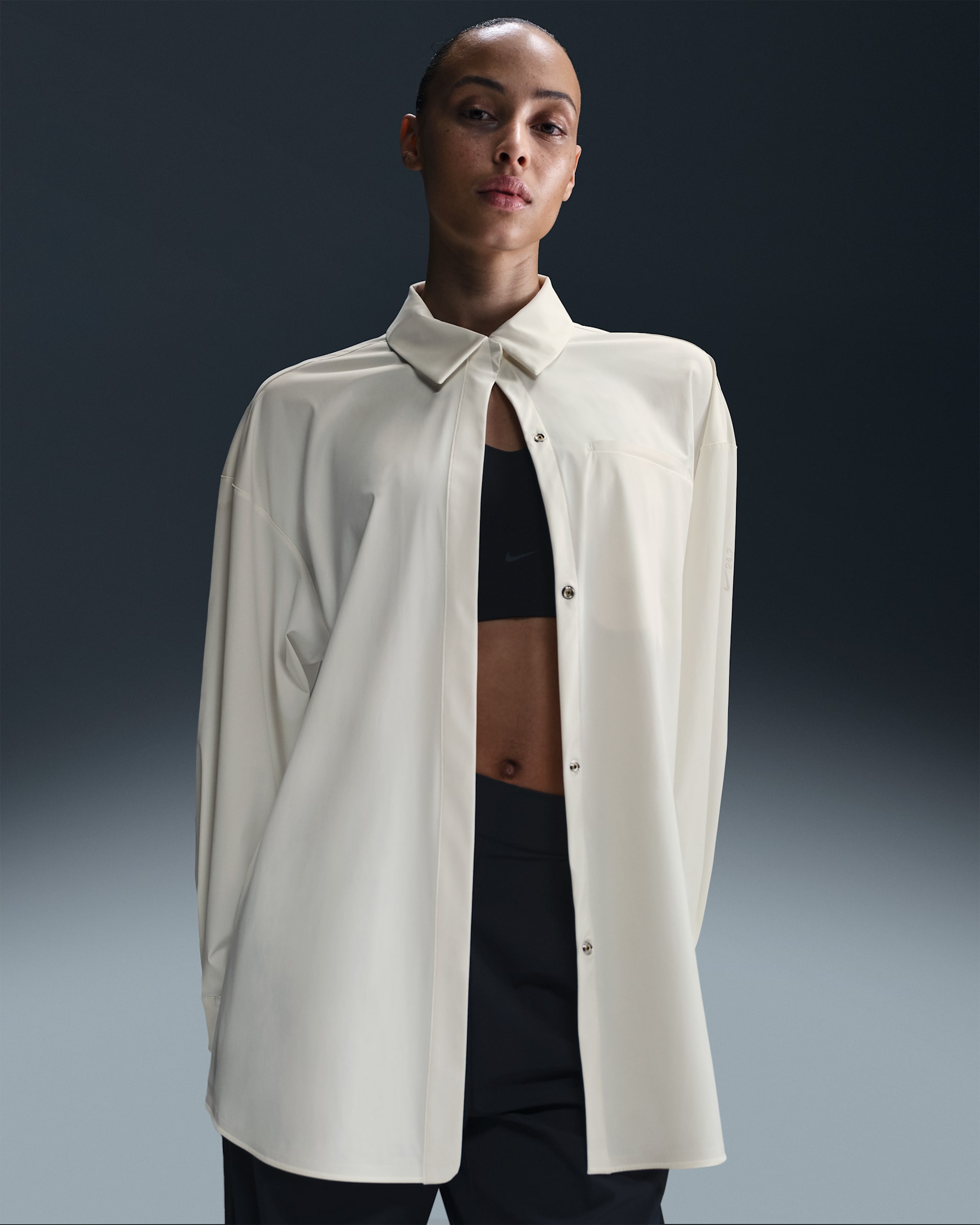 Nike 24.7 PerfectStretch Women's Dri-FIT Oversized Long-Sleeve Top - Sail/Light Bone