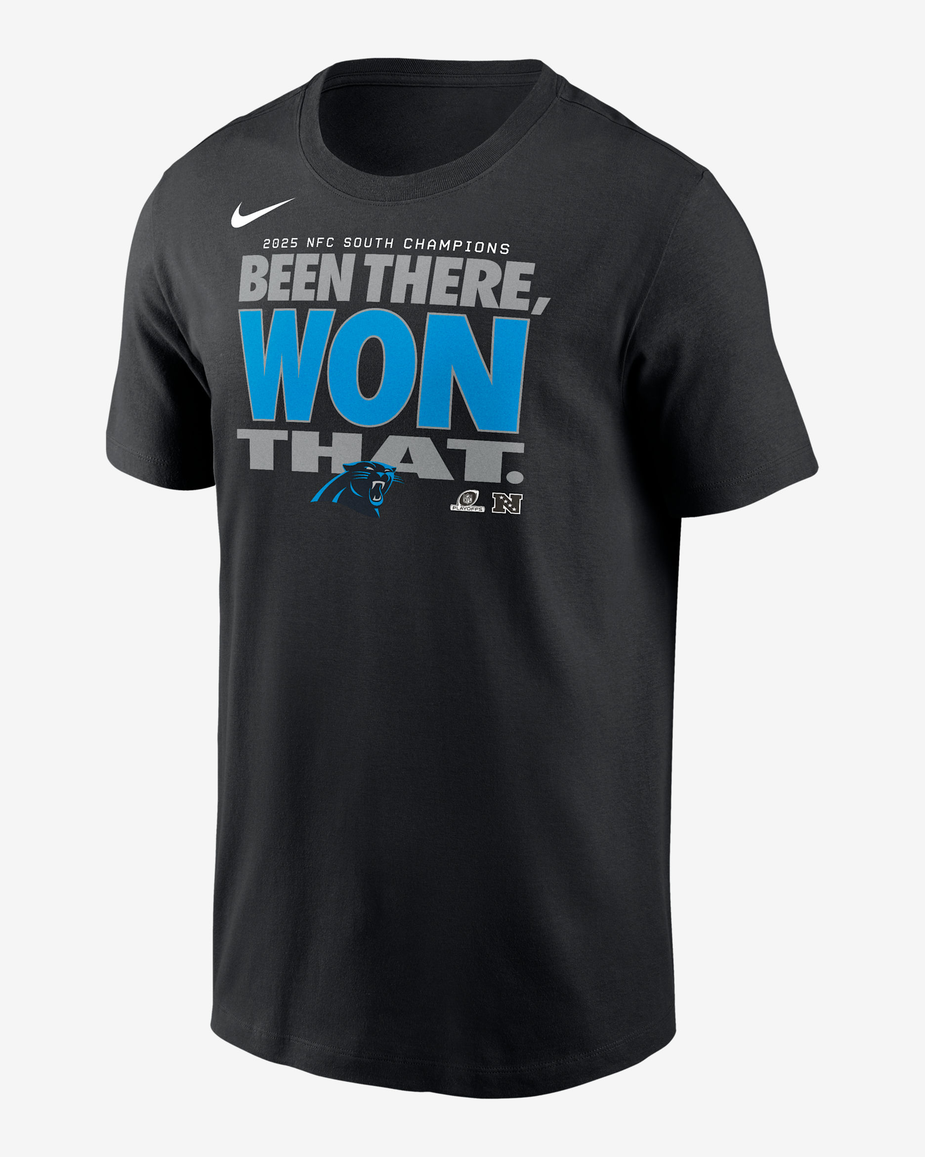 Carolina Panthers 2025 NFC South Champions Trophy Collection Men's Nike NFL T-Shirt - Black