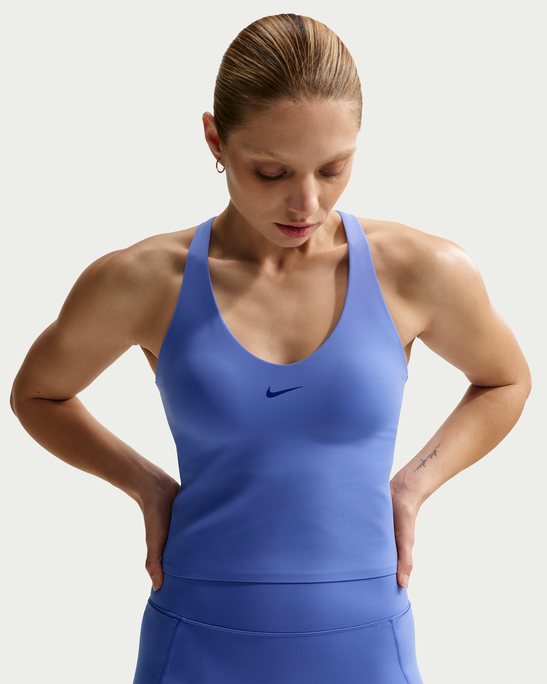 Canotta con bra imbottito a sostegno medio Nike Universa – Donna - Sapphire/Bright Blue/Deep Night