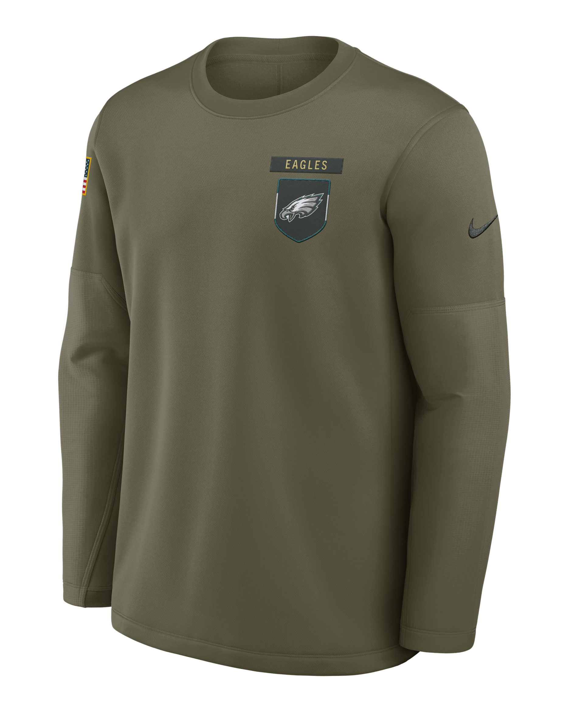 Philadelphia Eagles Salute to Service Sideline Triumphant Win Coach Men's Nike NFL Pullover Crew - Medium Olive
