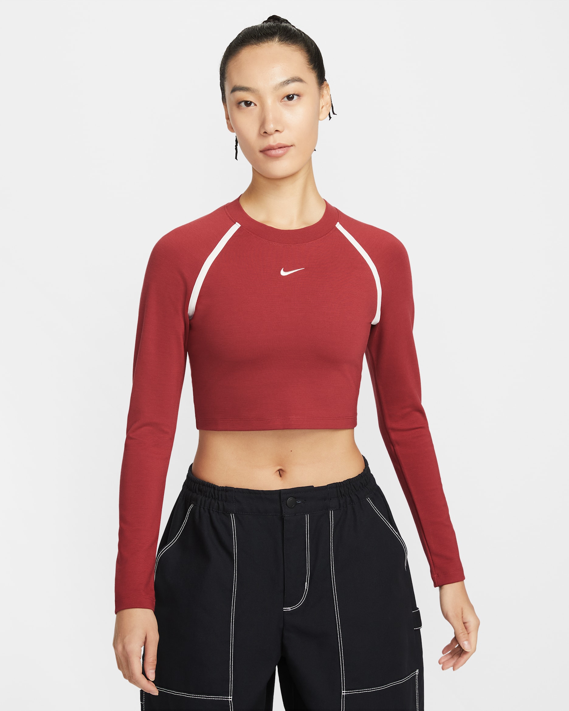 Nike Sportswear Women's Tight Long-Sleeve Cropped Top - Team Crimson/Team Crimson/Chalk/Chalk