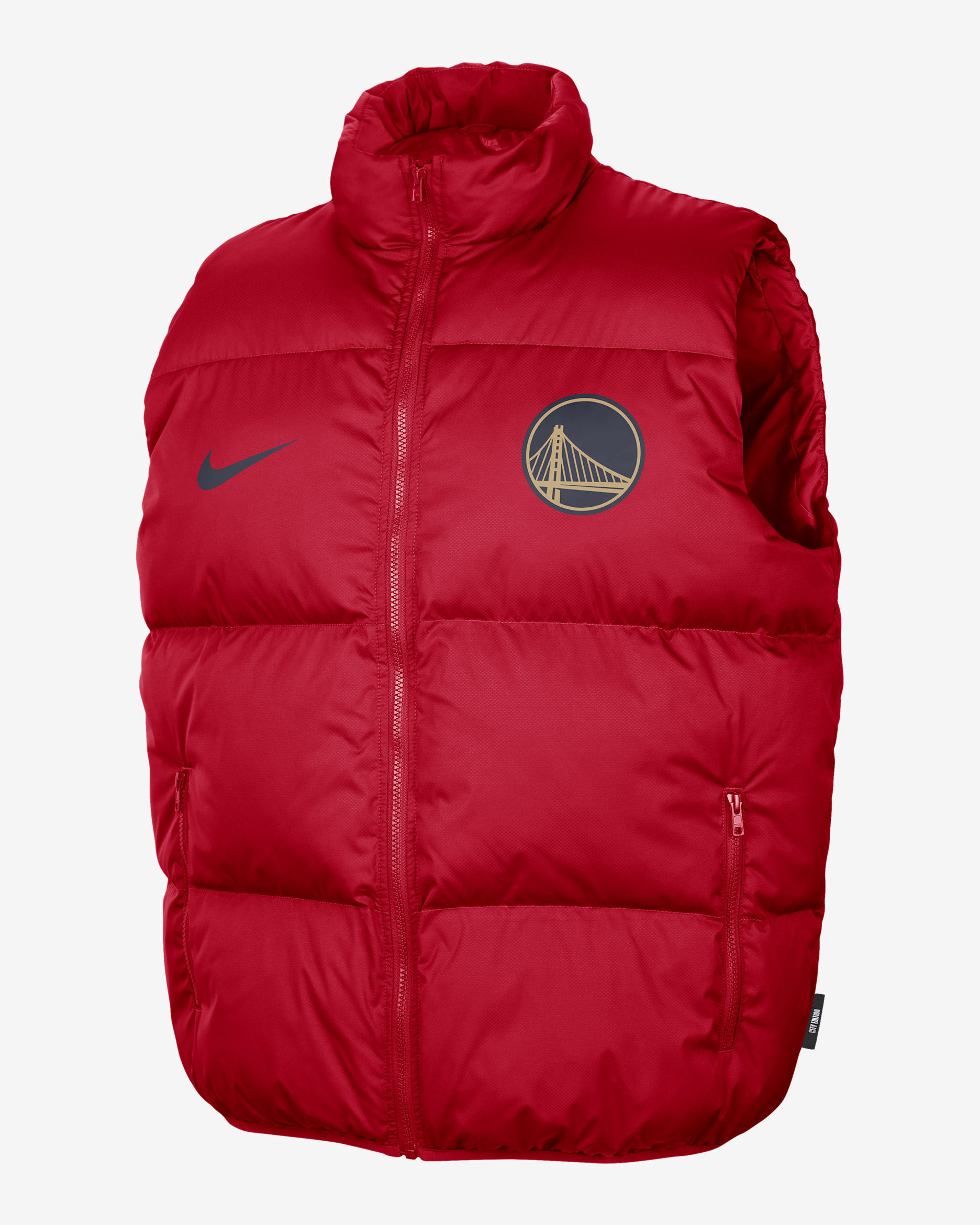 Golden State Warriors City Edition Chaleco acolchado Nike de la NBA para hombre - Rojo universitario