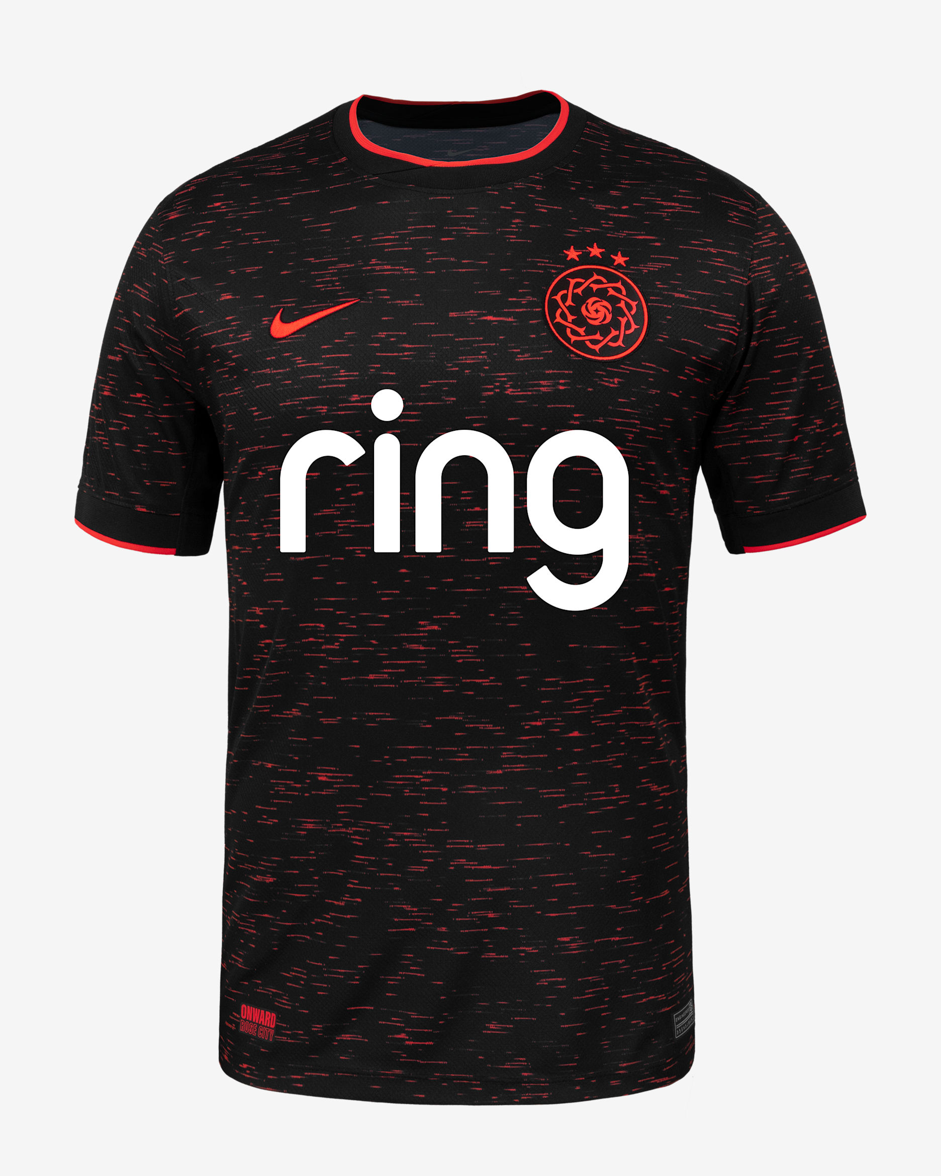 Jersey Nike Dri-FIT de la NWSL Replica del Portland Thorns FC visitante 2025 Stadium para hombre - Negro/Carmesí brillante