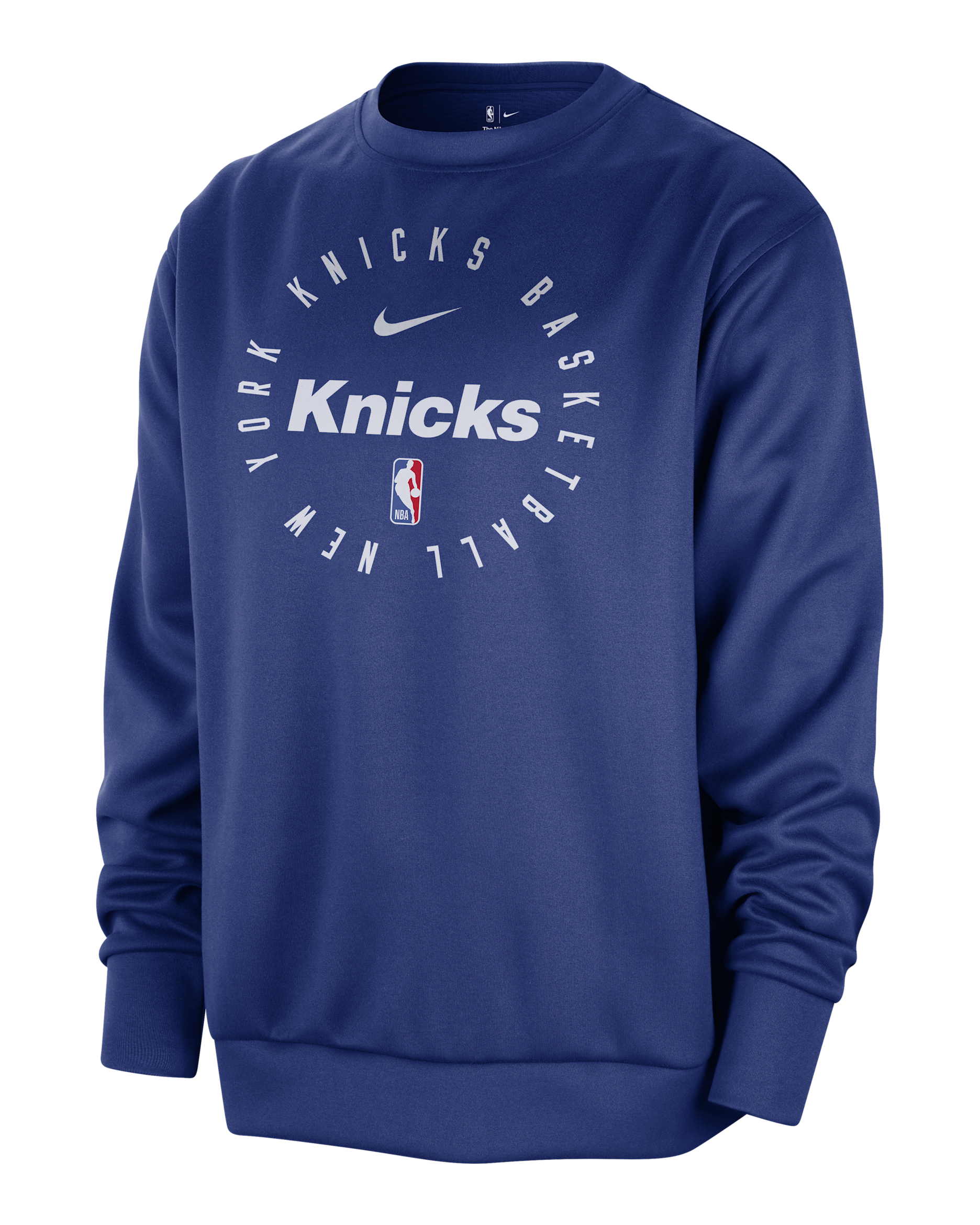 Sudadera de cuello redondo Nike Dri-FIT de la NBA para hombre New York Knicks Spotlight - Azul enérgico/Blanco