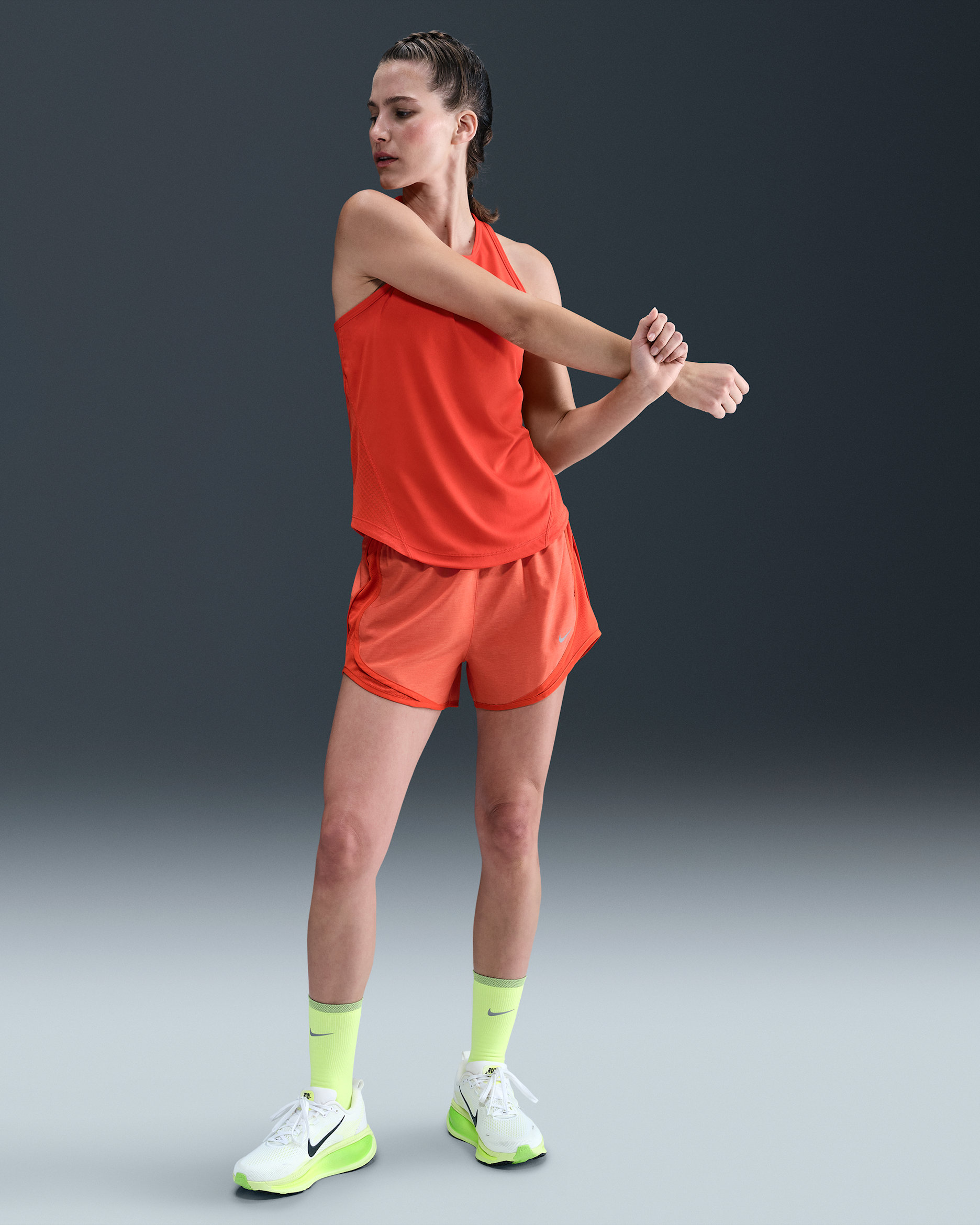 Nike Tempo Women's Dri-FIT Mid-Rise Brief-Lined Running Shorts - Picante Red/Heather/Picante Red