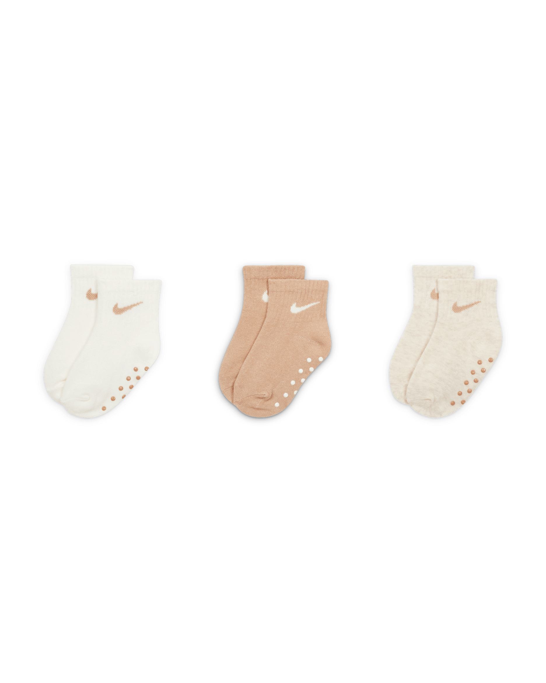 Nike Baby Swoosh Ankle Gripper Socks (3-Pairs) - Pale Ivory