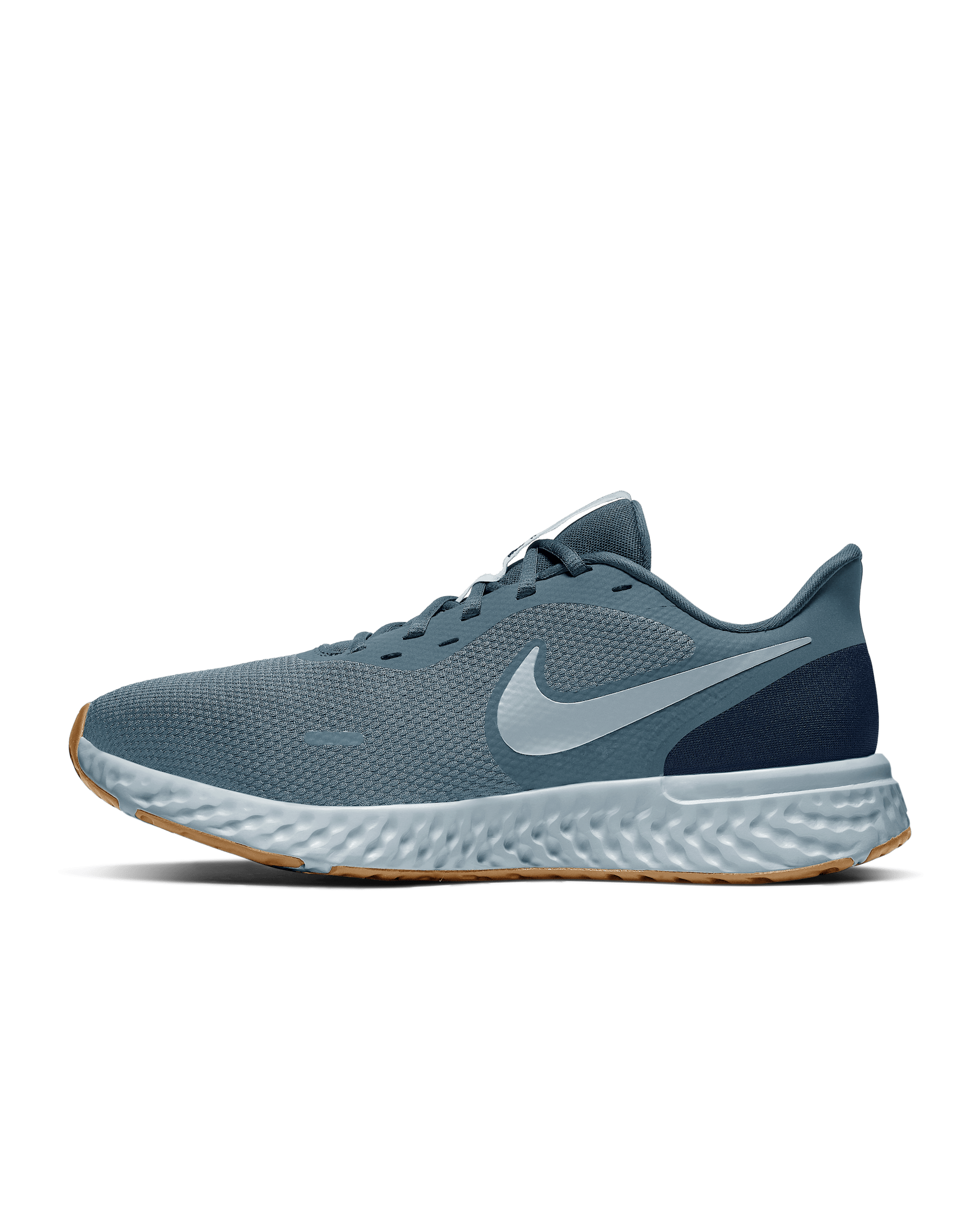 Nike Revolution 5 Hardloopschoenen voor heren (straat, extra breed) - Ozone Blue/Obsidian/Gum Medium Brown/Photon Dust