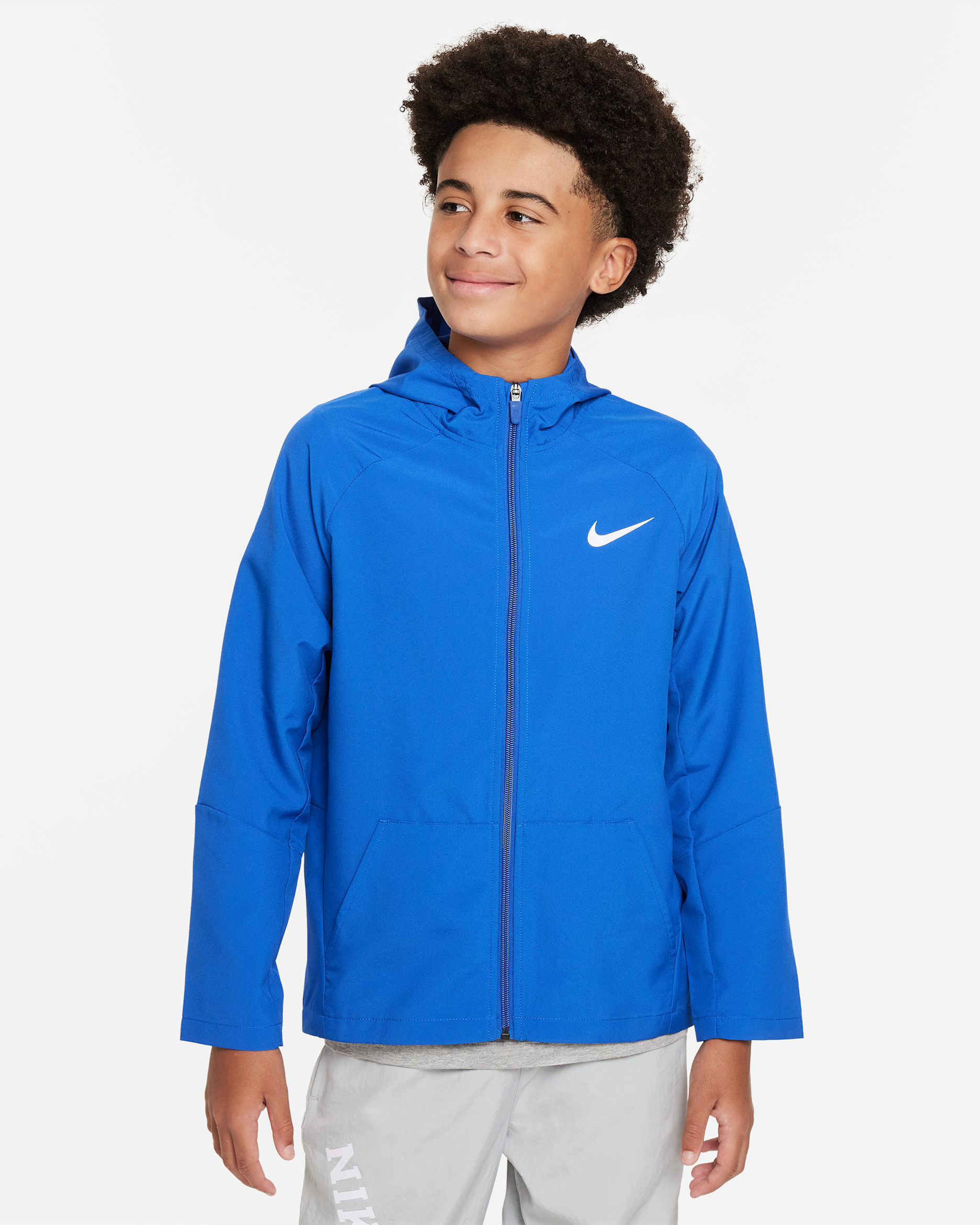 ナイキ Dri-FIT ジュニア (ボーイズ) ウーブン トレーニングジャケット - ゲームロイヤル/ゲームロイヤル/ホワイト