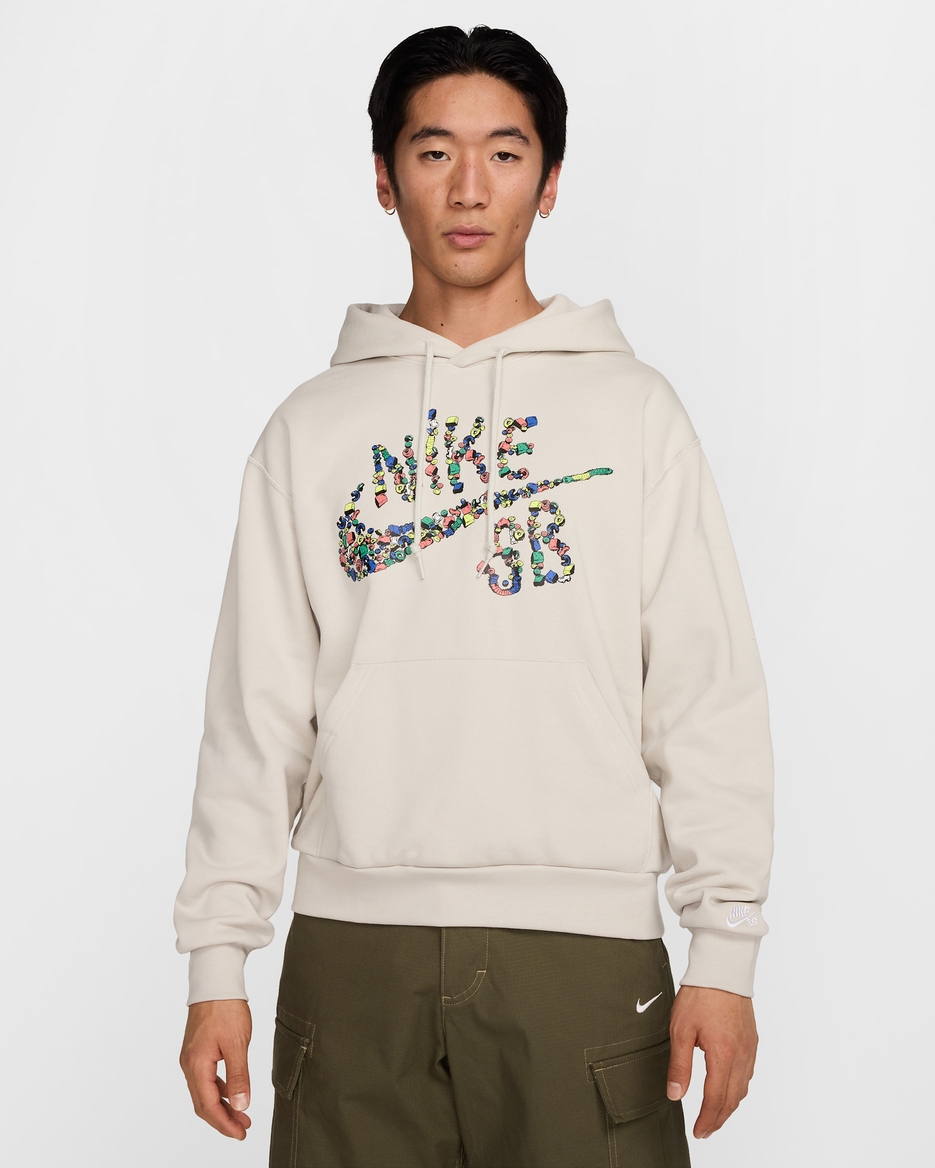 Nike SB Fleece Pullover Skate Hoodie - Light Bone/White