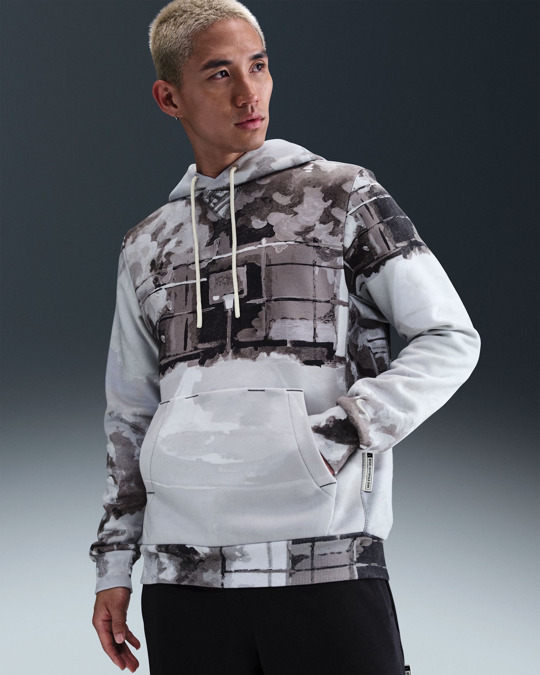 Nike Standard Issue Men's Therma-FIT Pullover Basketball Hoodie - Iron Grey/Pale Ivory